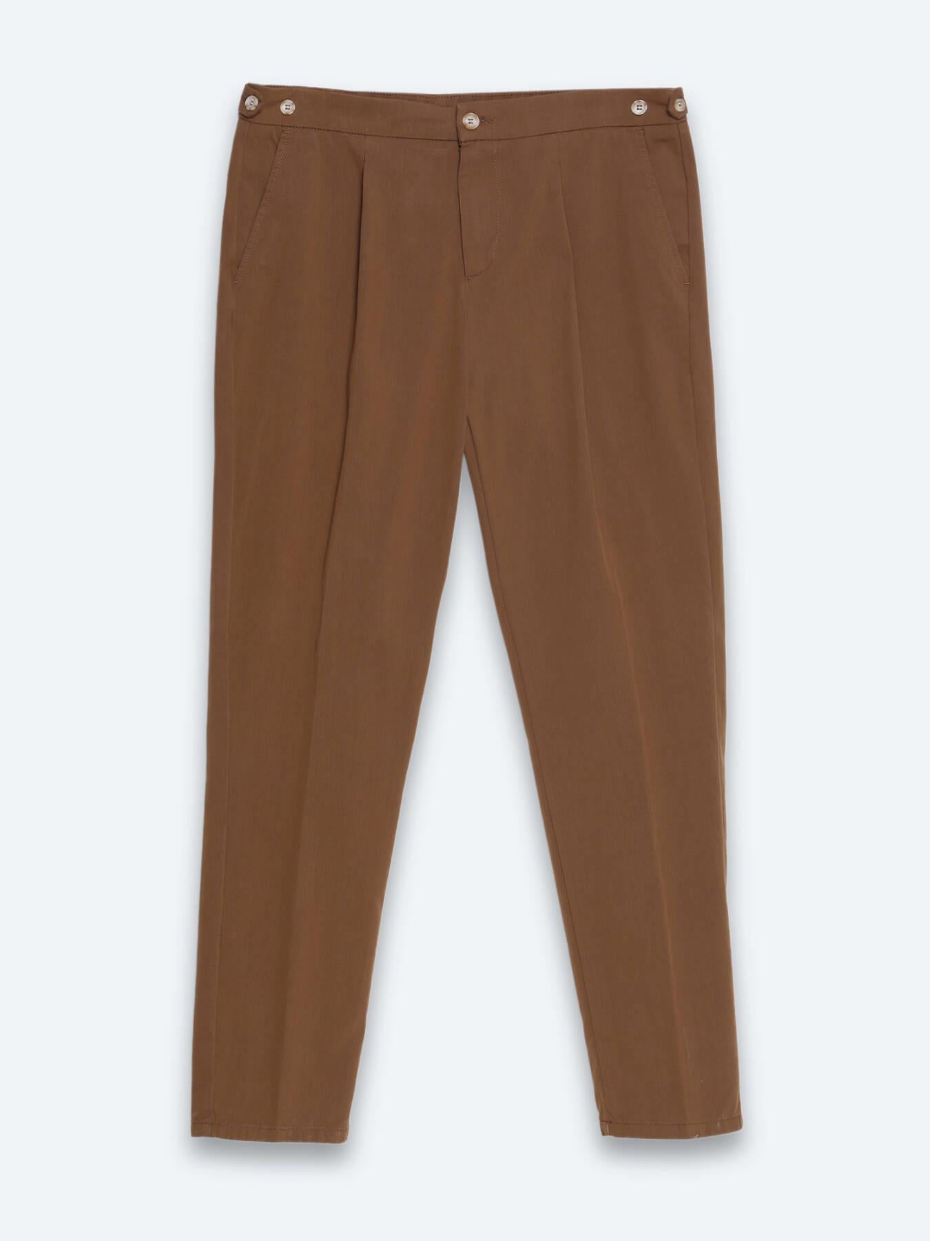 Bakır Düz Dokuma Regular Fit Casual Pamuk Karışımlı Pantolon