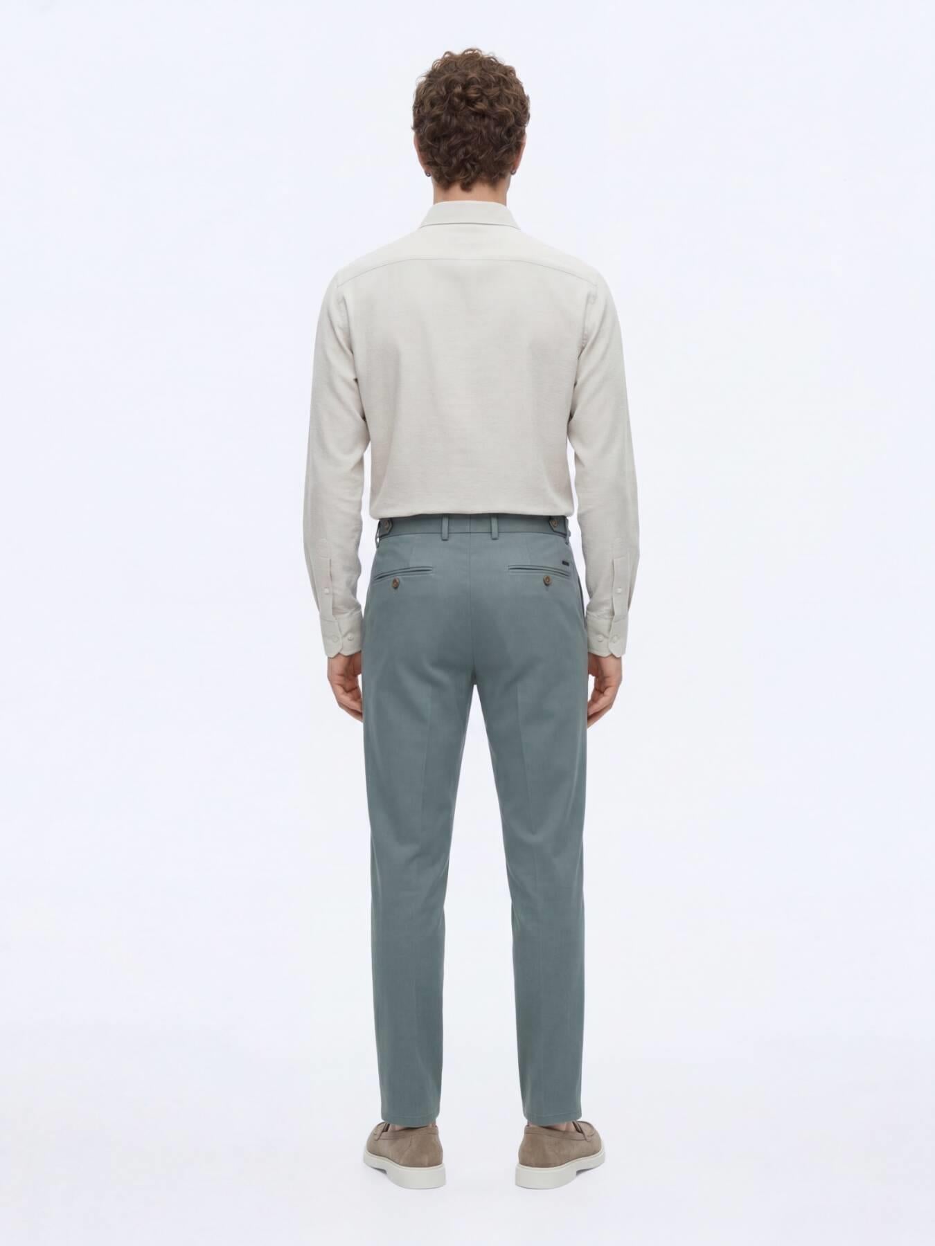 Mint Düz Dokuma Regular Fit Casual Pamuk Karışımlı Pantolon