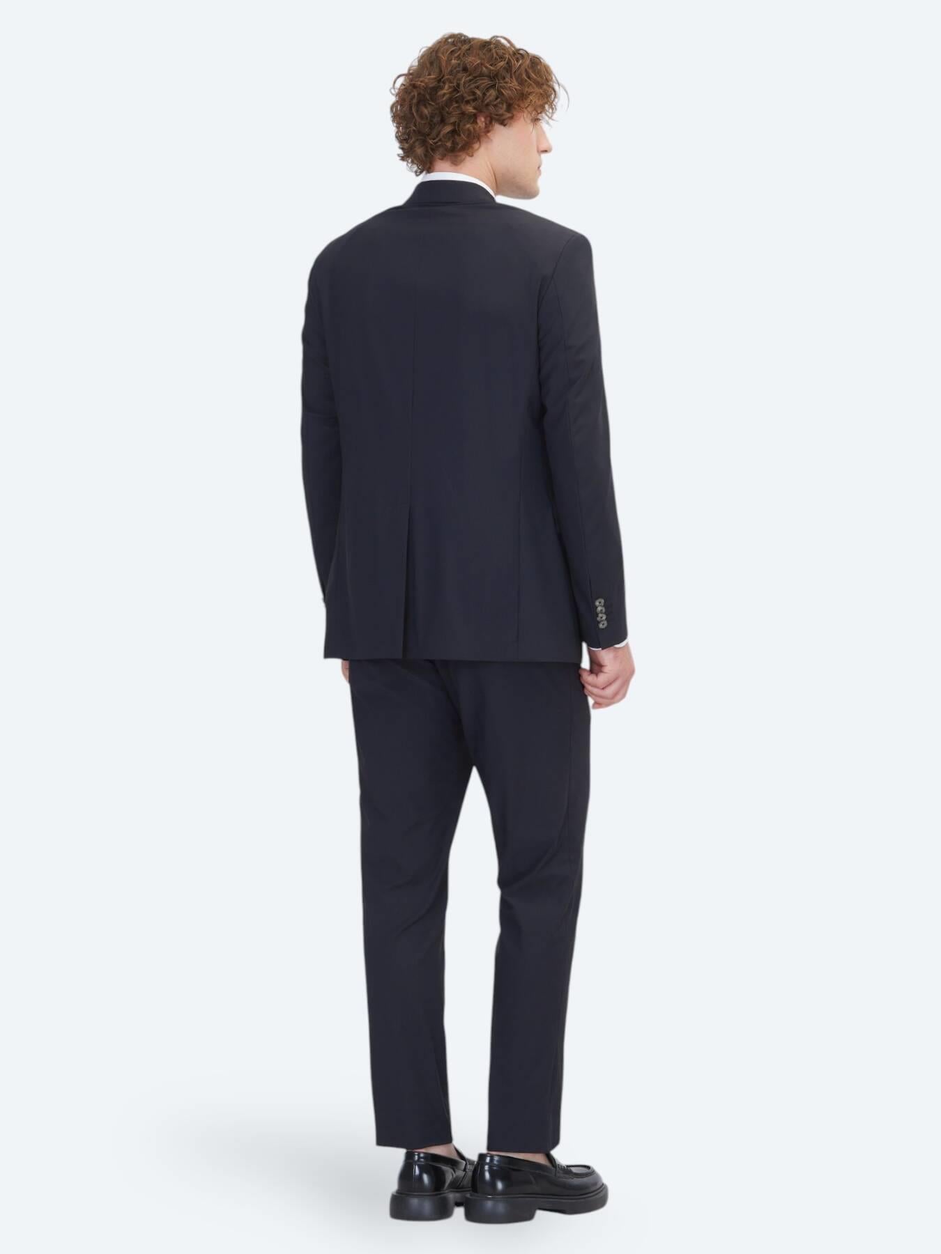 Siyah Çizgili Modern Fit Takım Elbise