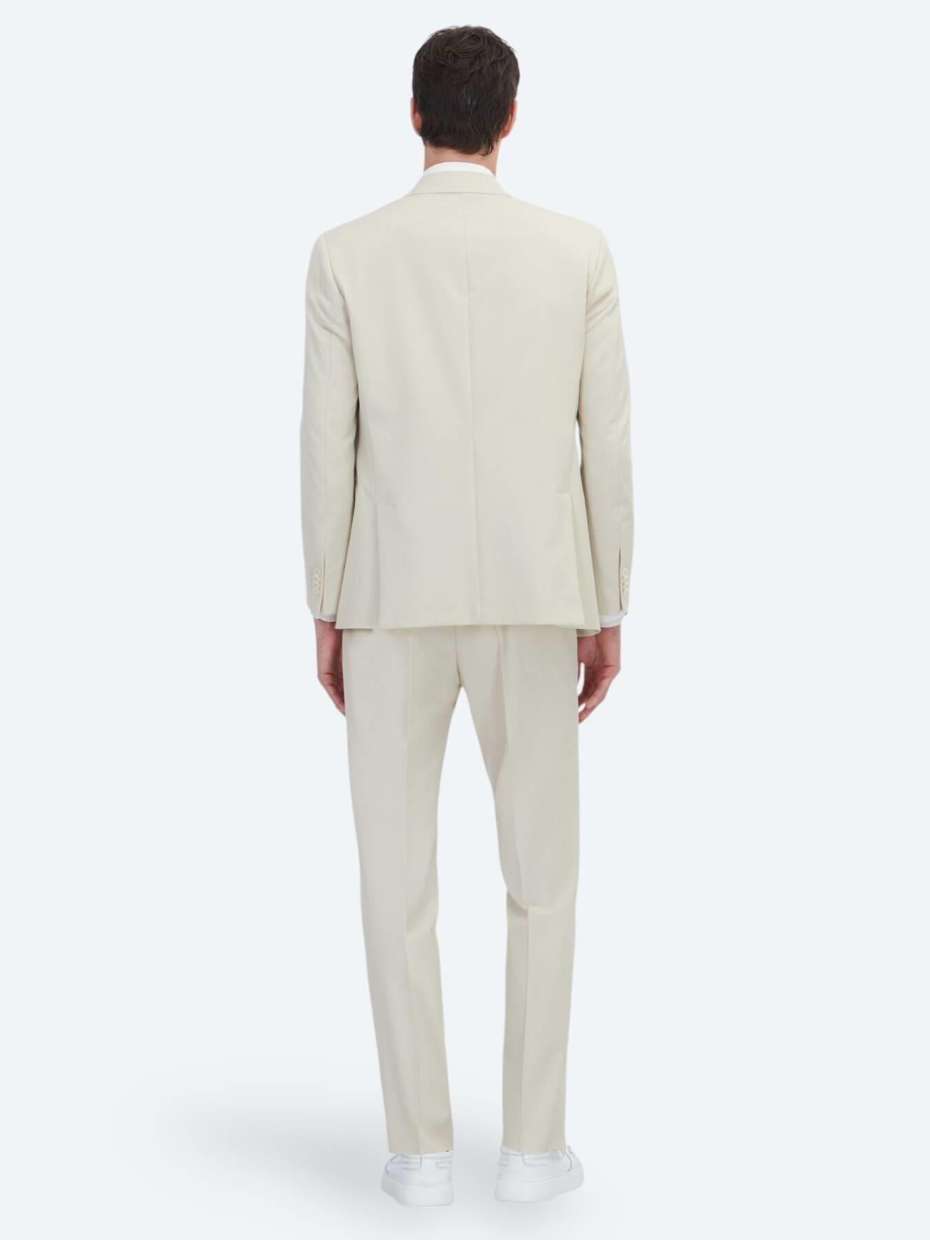 Bej Düz Modern Fit Takım Elbise