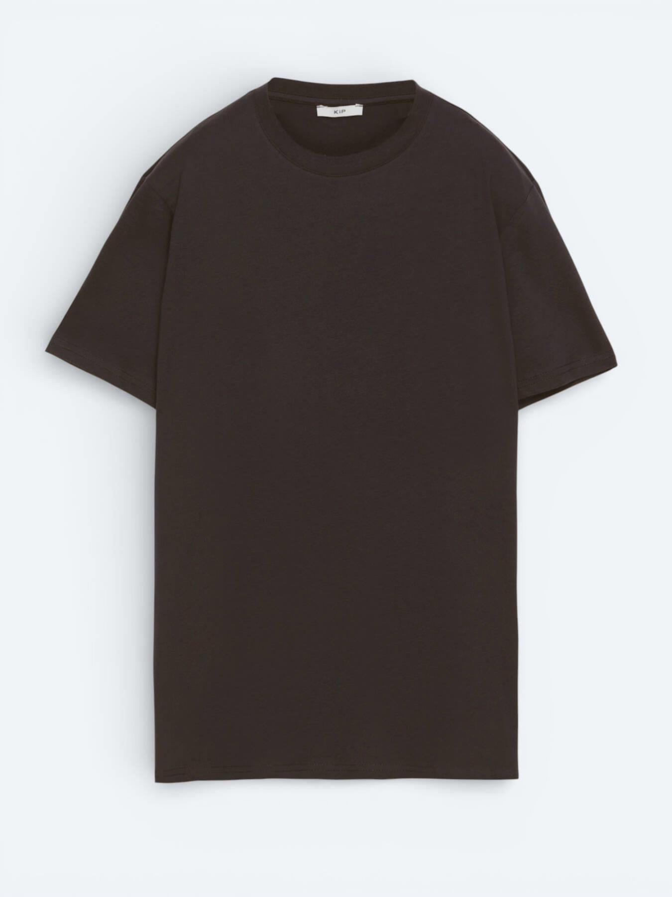 Kahverengi Düz %100 Pamuk T-shirt