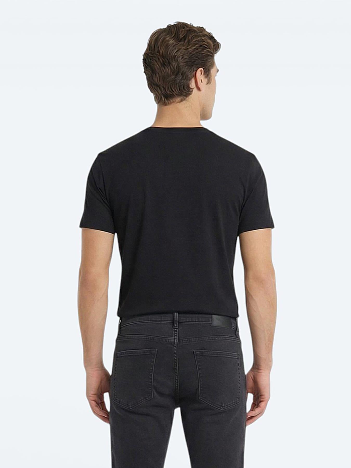 Siyah Düz %100 Pamuk T-shirt