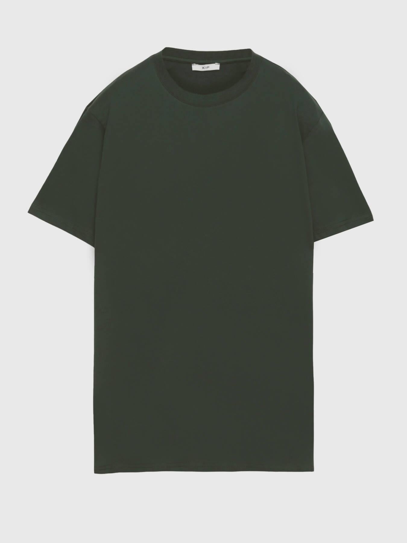 Yağ Yeşili Düz %100 Pamuk T-shirt