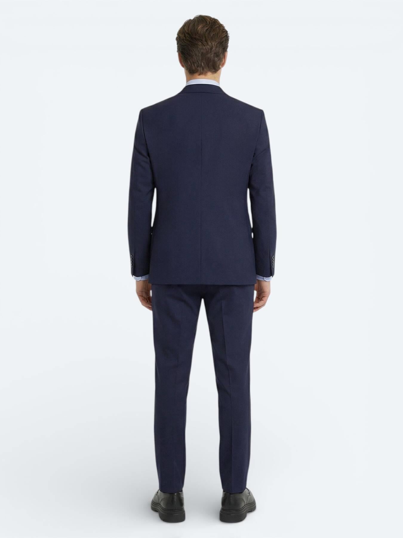 Saks Düz Modern Fit Yün Karışımlı Takım Elbise