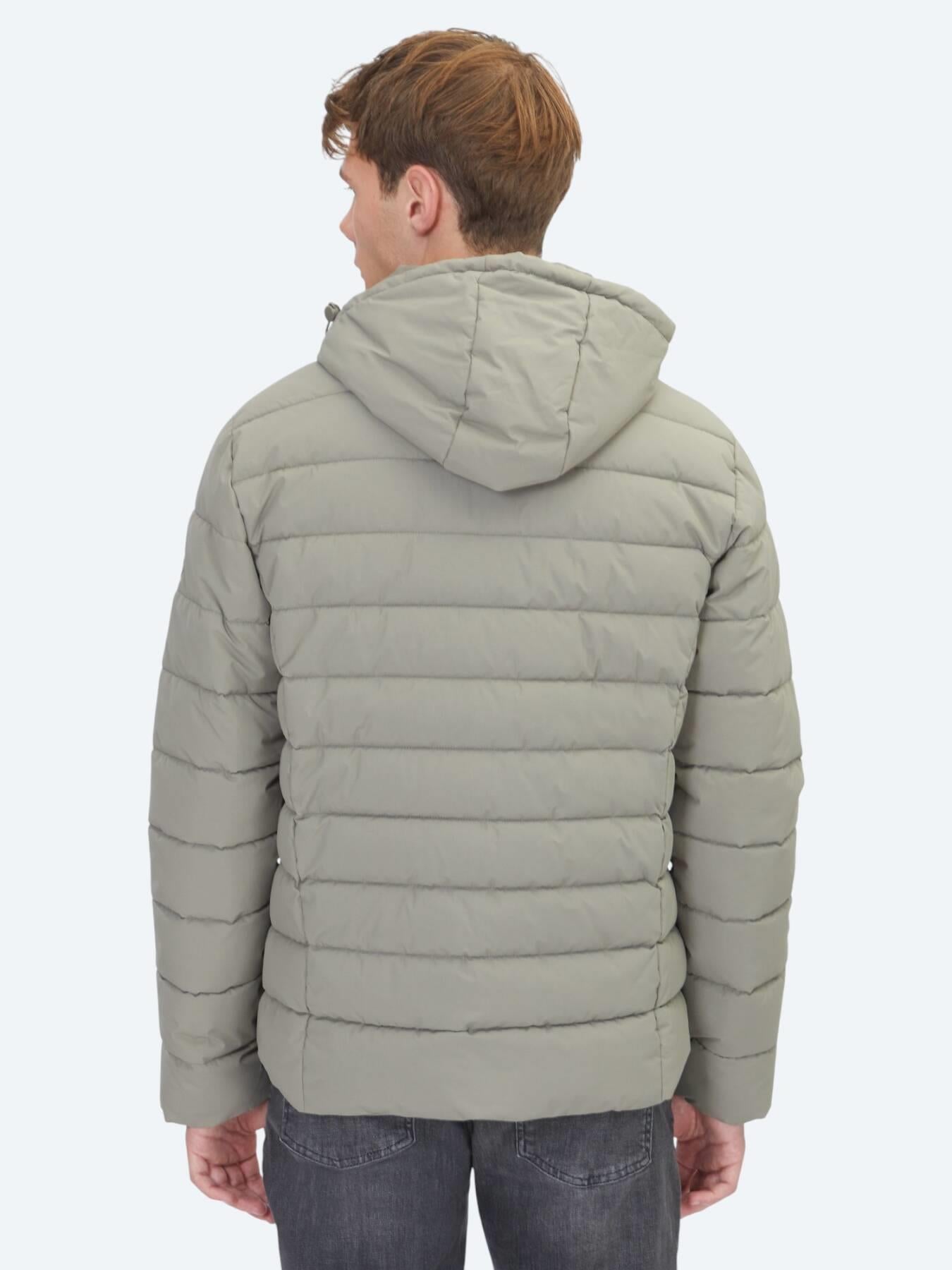 Haki Regular Fit Kapüşonlu Casual Dokuma Mont