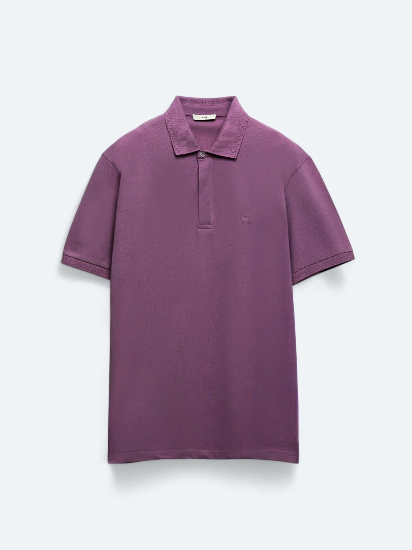 Mor Düz %100 Pamuk T-shirt
