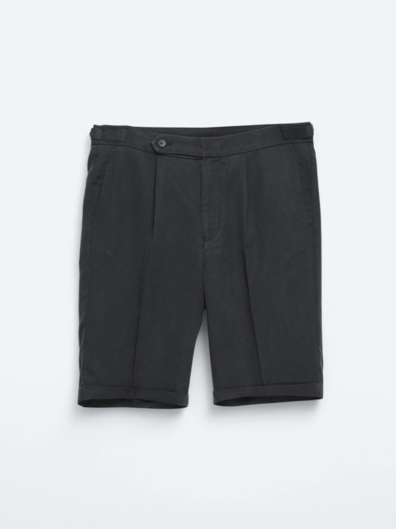 Lacivert Dokuma Carrot Fit Casual Bermuda