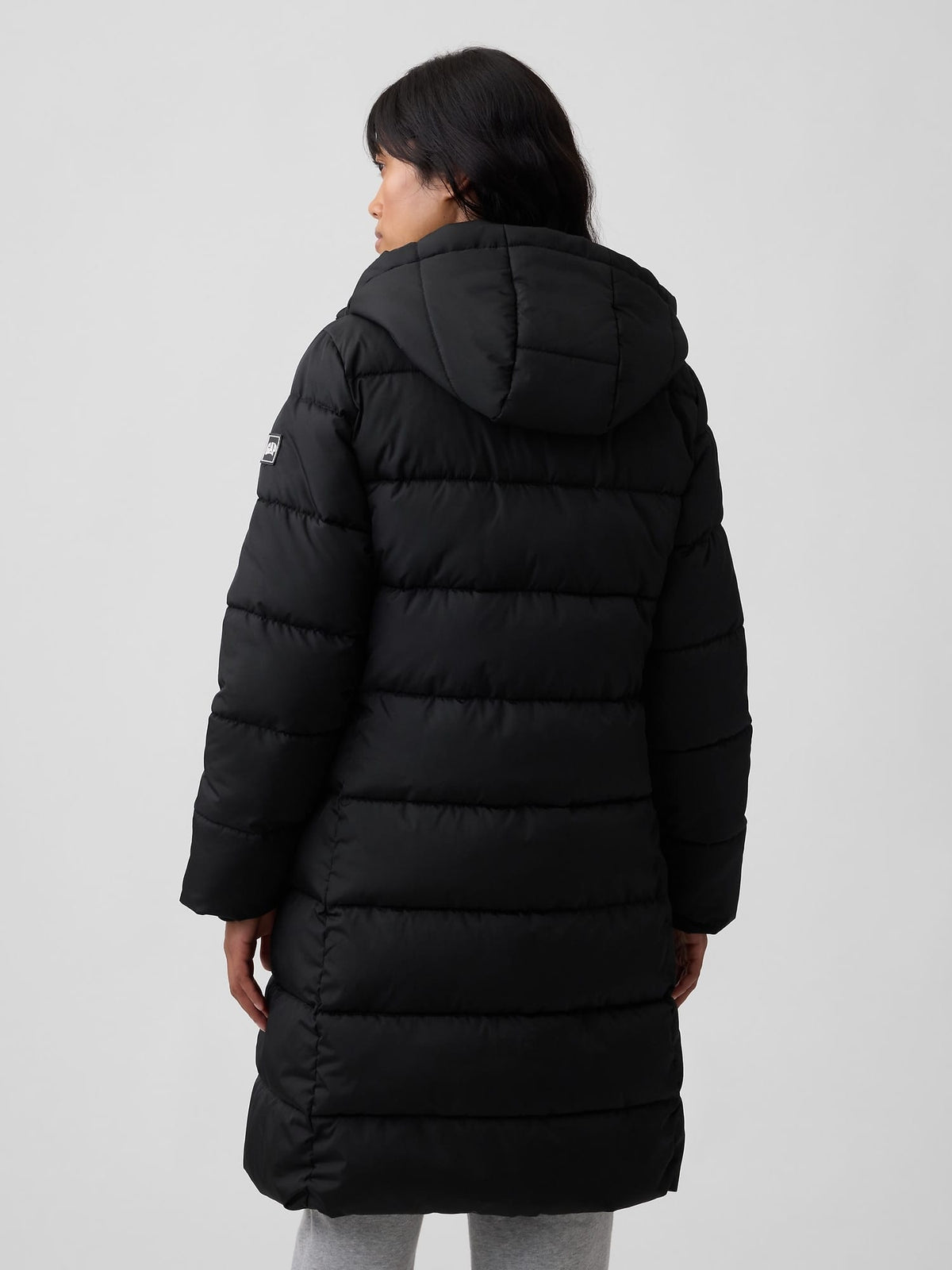 Siyah Relaxed Midi Puffer Şişme Mont