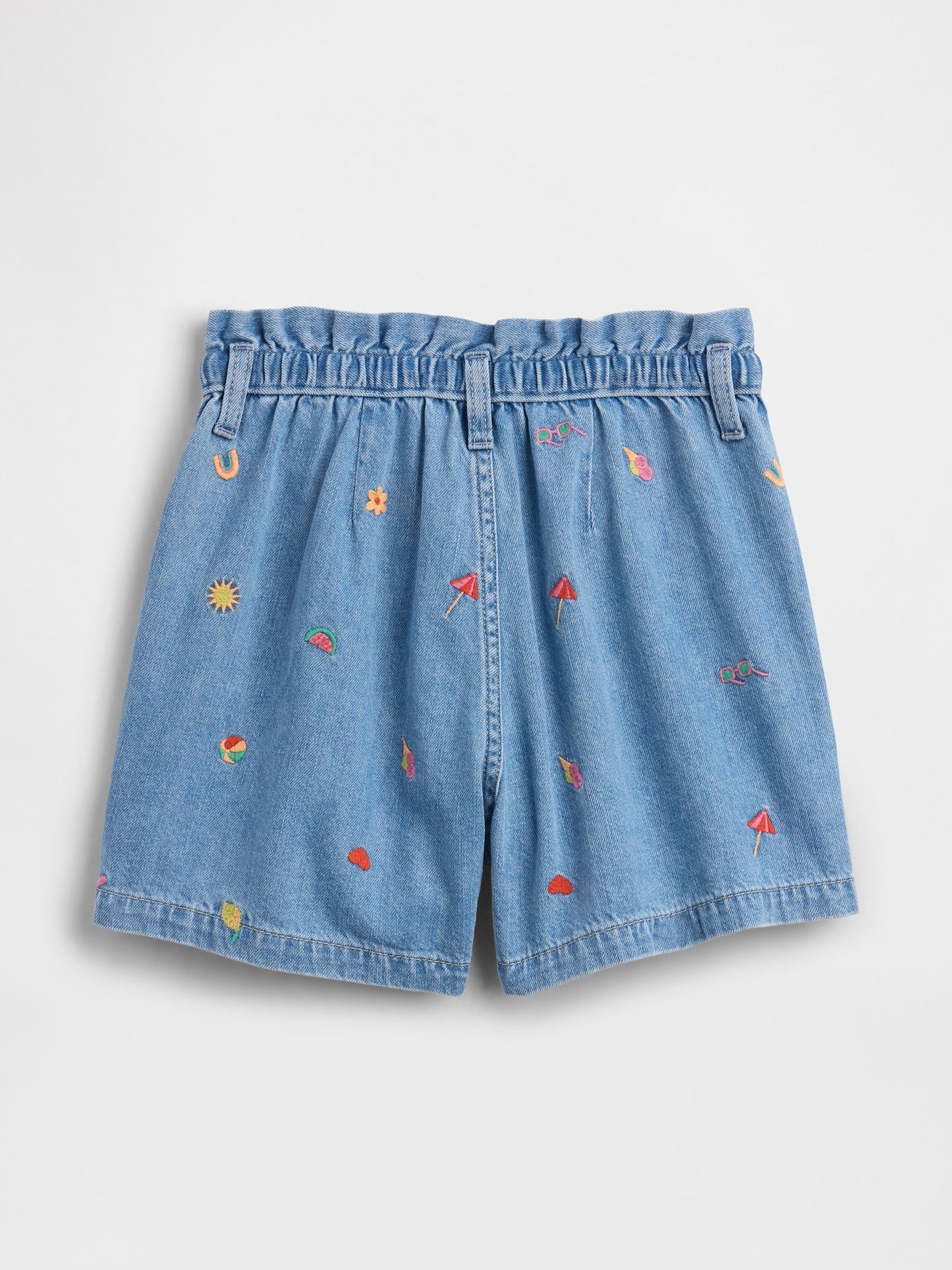 Açık Mavi High Rise Relaxed Pull-on Denim Şort