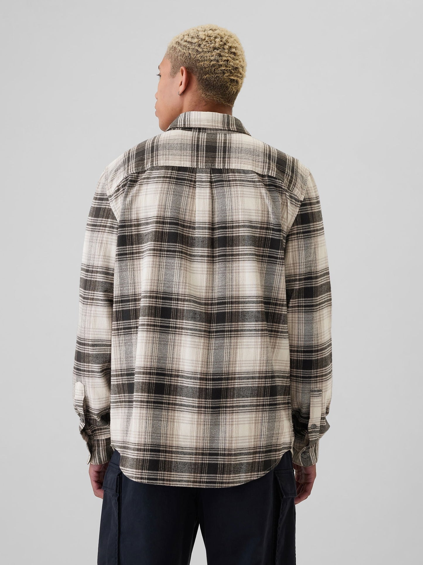 Gri Organik Pamuk Flannel Gömlek