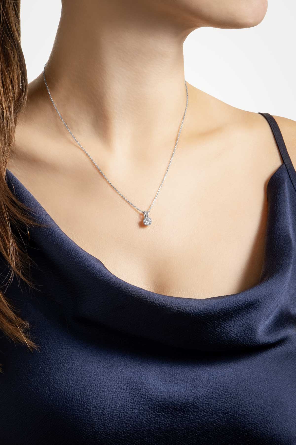 Tektaş 18 Ayar Beyaz Altın Kaplama 43 Cm Gümüş Minimal Kolye 5016290199