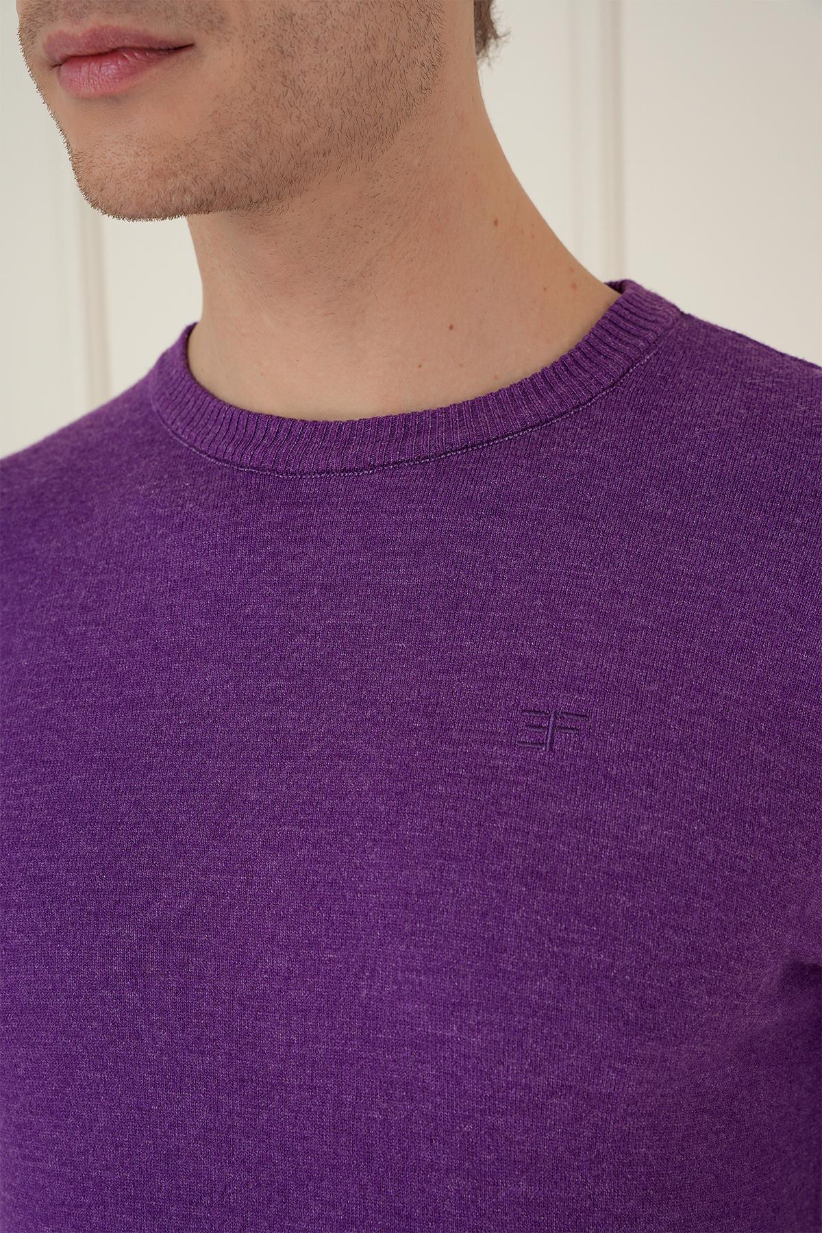 Tr 875 Slim Fit Mor Klasik Triko