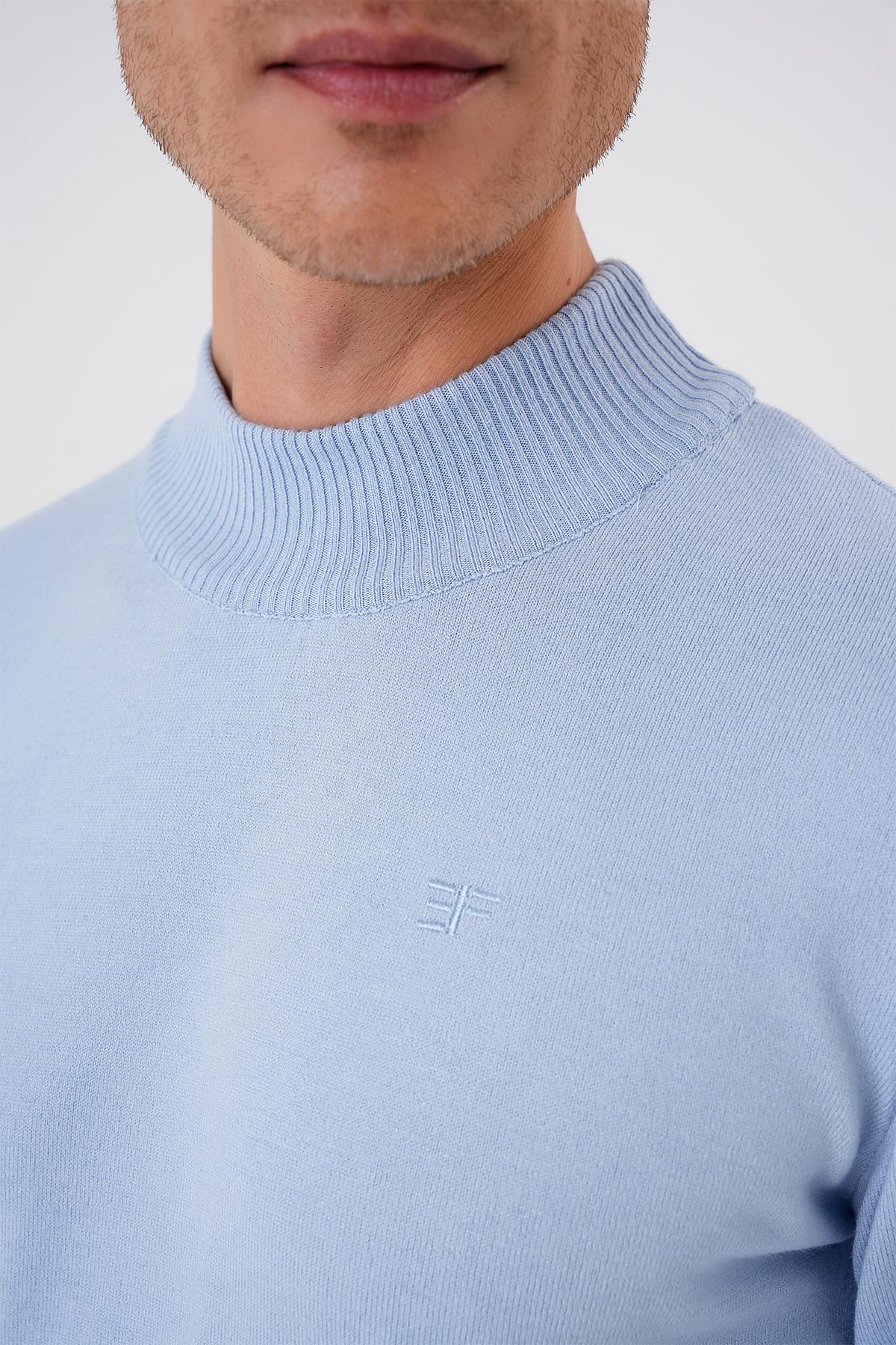 Tr 876 Slim Fit Mavi Klasik Triko