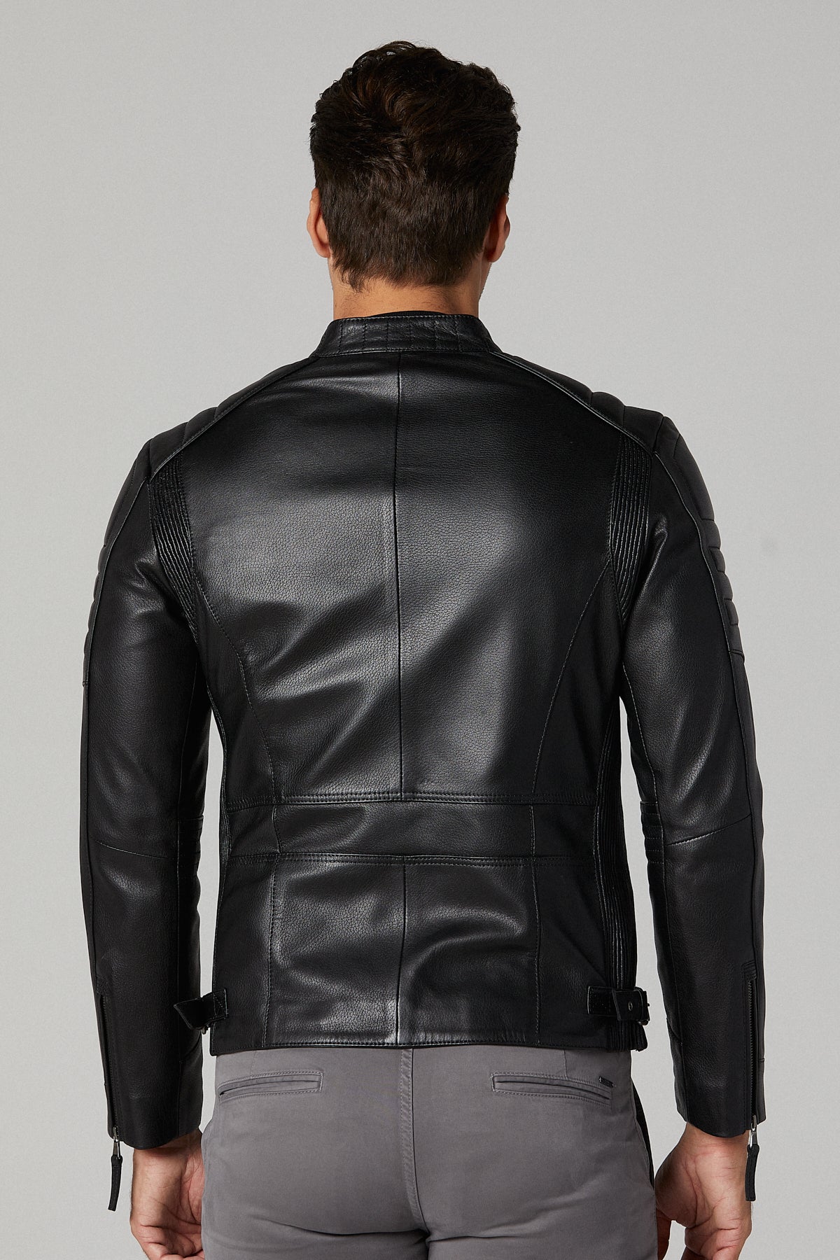 Bosh - X Erkek Siyah Slim-fit Deri Ceket