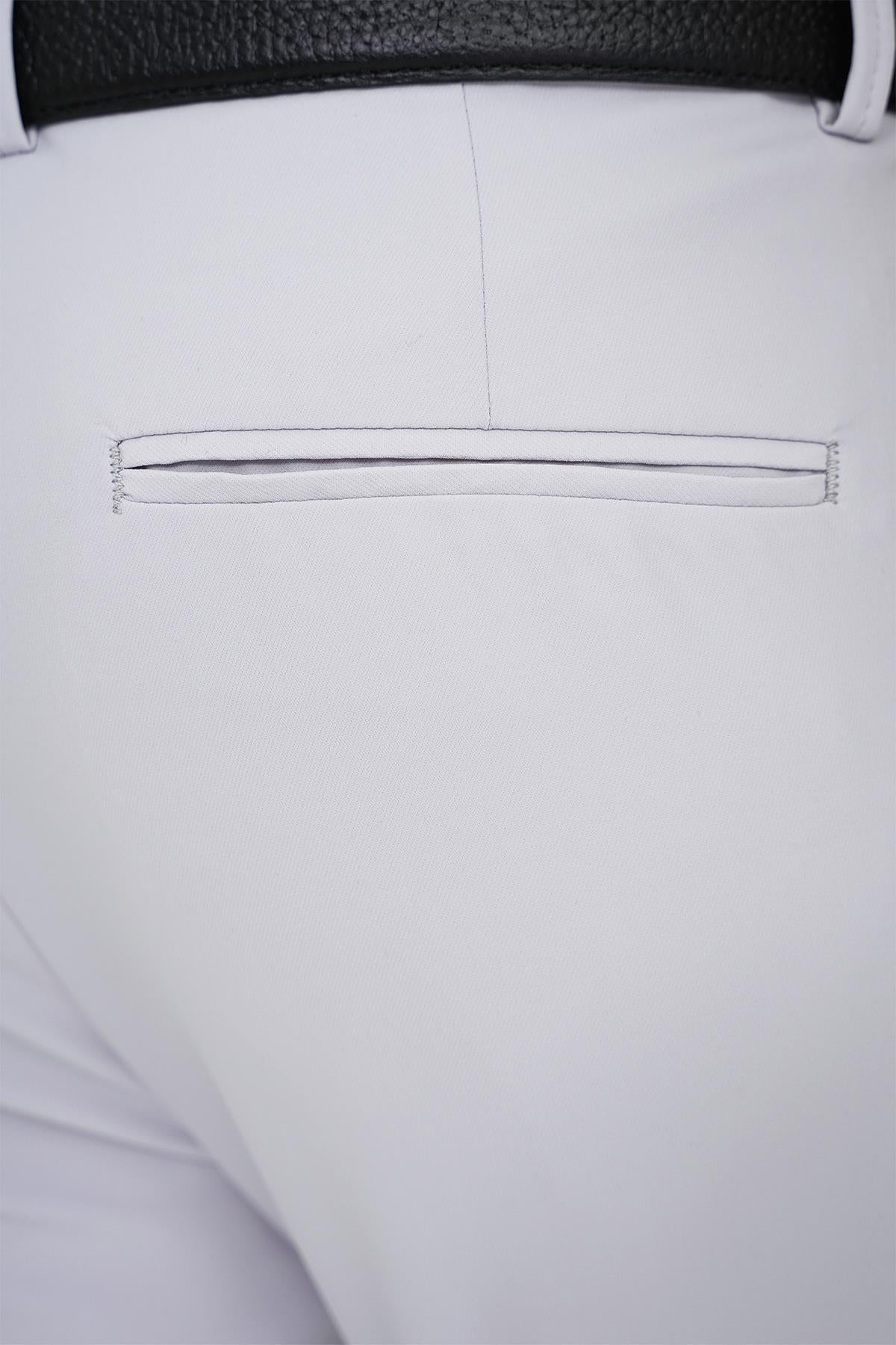 Slim Fit Yan Cepli Esnek Düz Koyu Taş Pamuk Pantolon P 1197