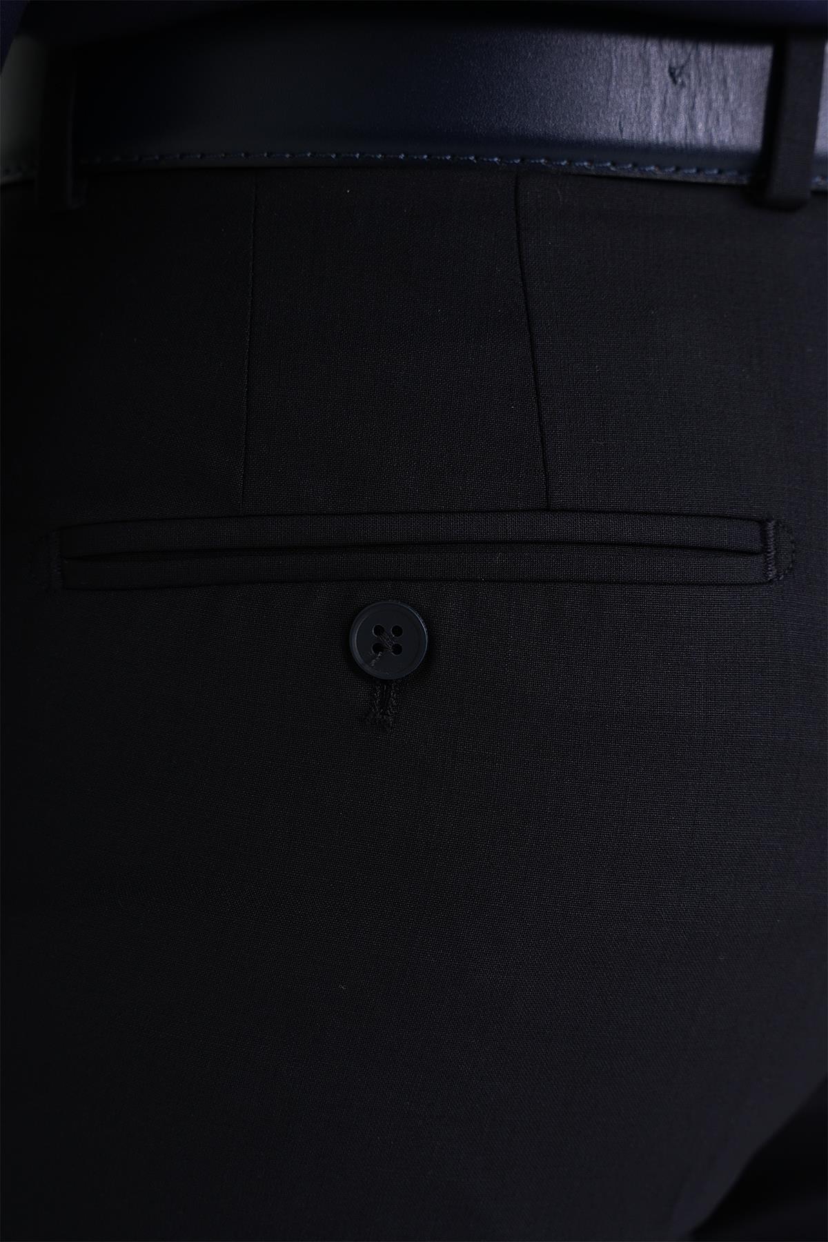 P 1191 Slim Fit Pilesiz Yün Klasik Lacivert Kumaş Pantolon