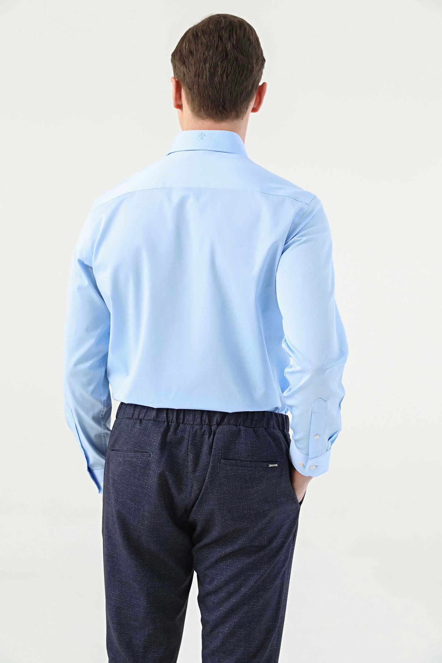 Damat Comfort Açık Mavi Düz %100 Pamuk Nano Care Gömlek