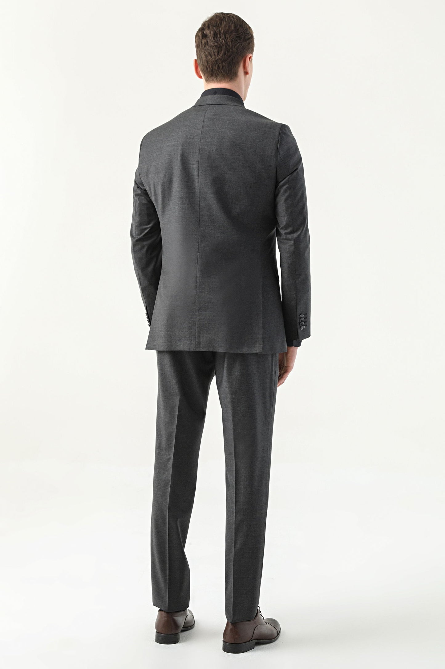 Damat Slim Fit Antrasit Düz Superfine Wool Takim Elbise