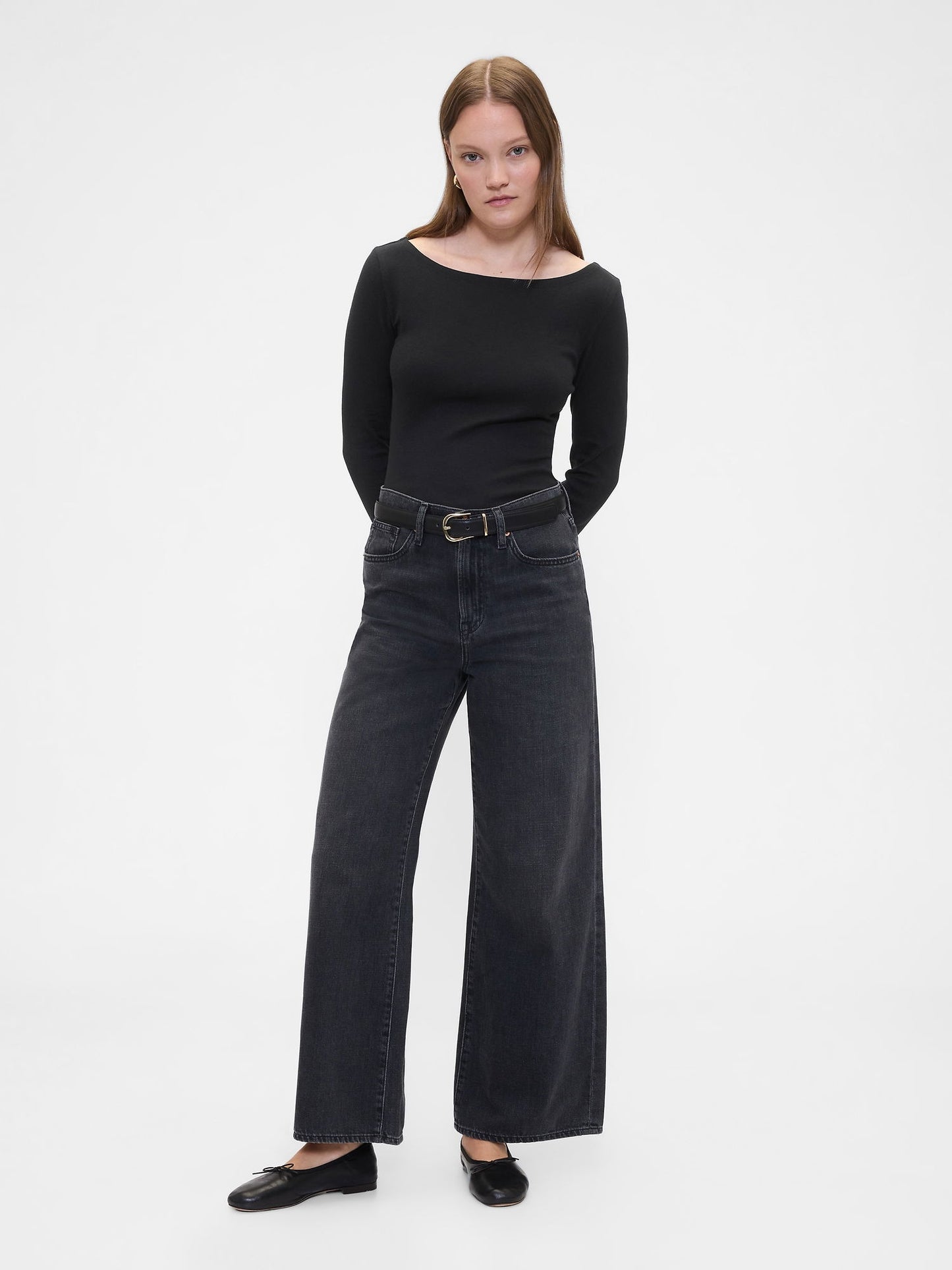 Siyah Modern Ribbed Boatneck T-shirt (2'li)