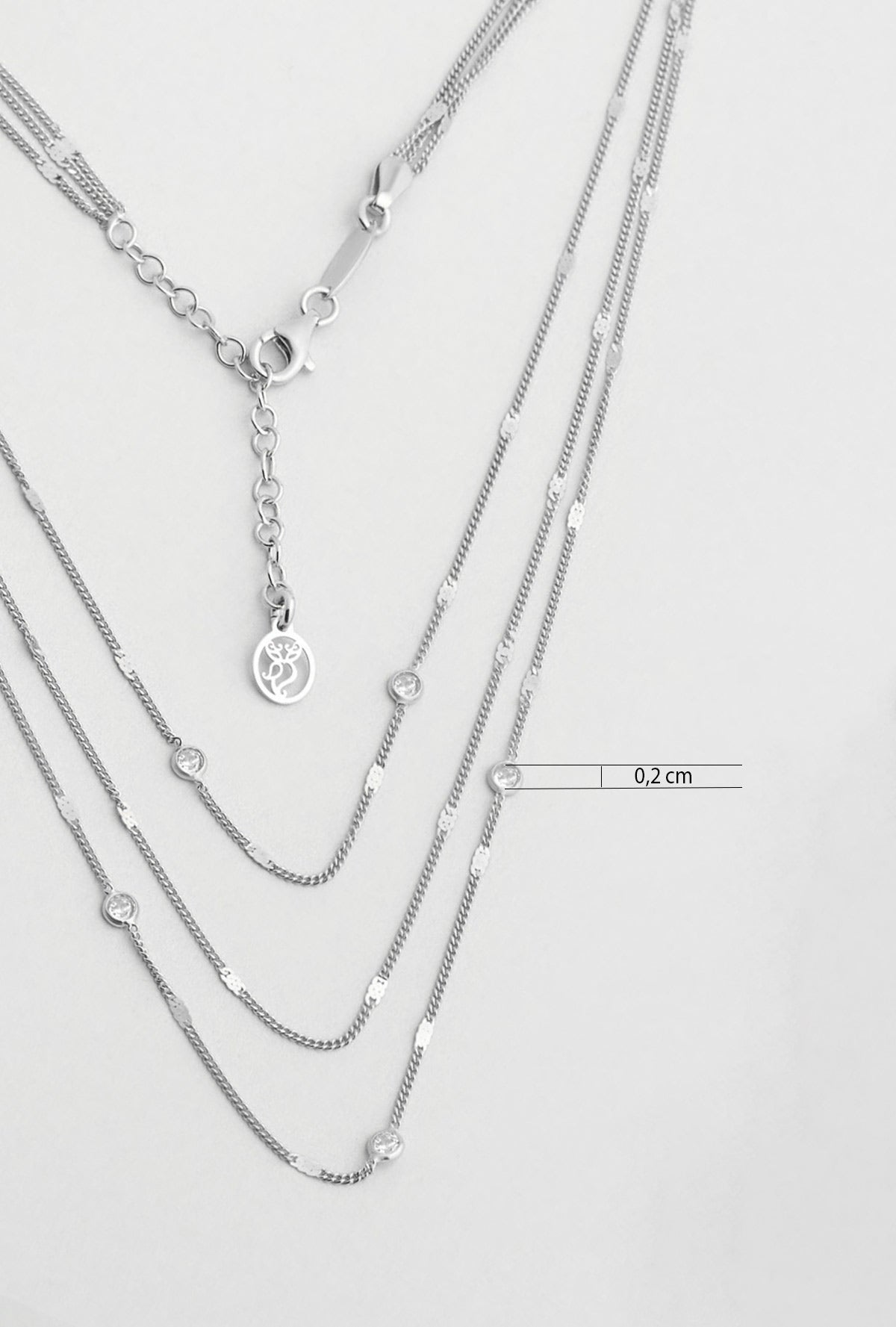Italyan Minimalist 18 Ayar Beyaz Altın Kaplama Gümüş Üçlü Kolye 5109230199