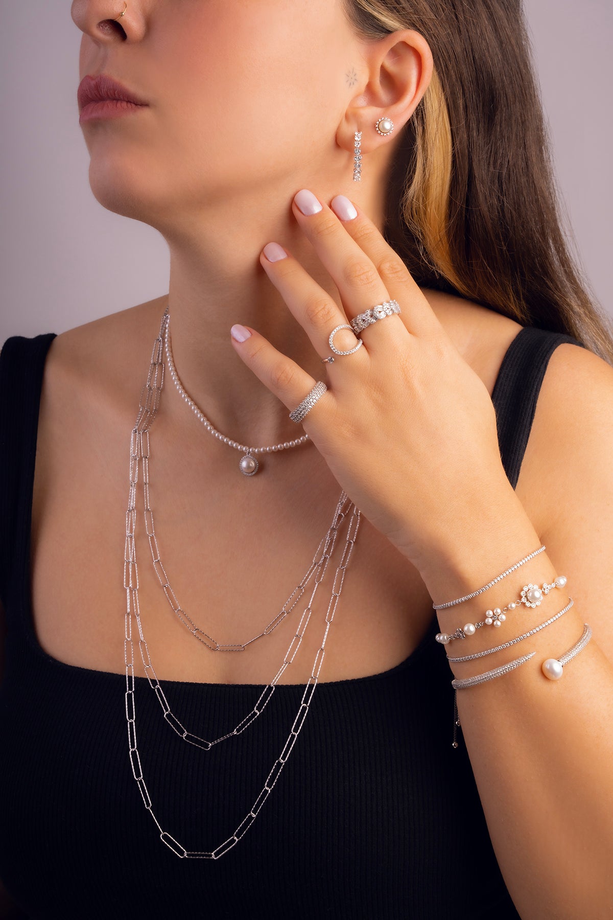 Inci Taşlı 18 Ayar Beyaz Altın Kaplama Gümüş Minimal Küpe 5125703699