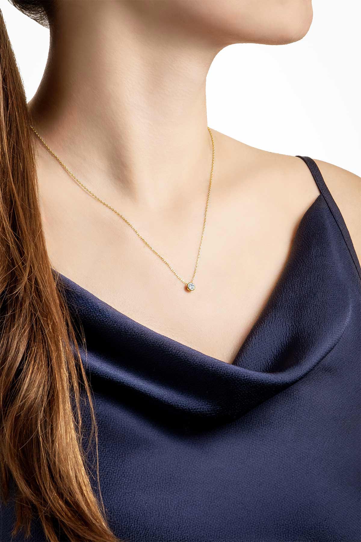 Tektaş 18 Ayar Sarı Altın Kaplama 45 Cm Ayarlanabilir Gümüş Minimal Kolye 5134330144