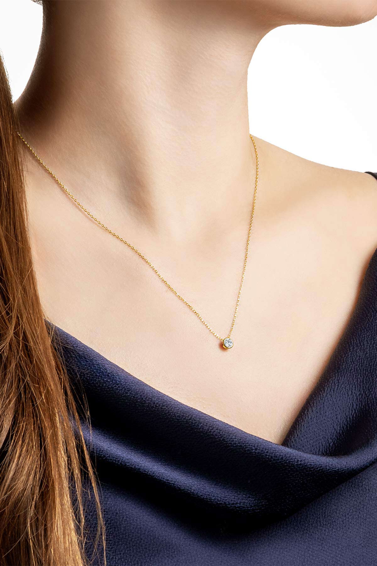 Tektaş 18 Ayar Sarı Altın Kaplama 45 Cm Ayarlanabilir Gümüş Minimal Kolye 5134330144