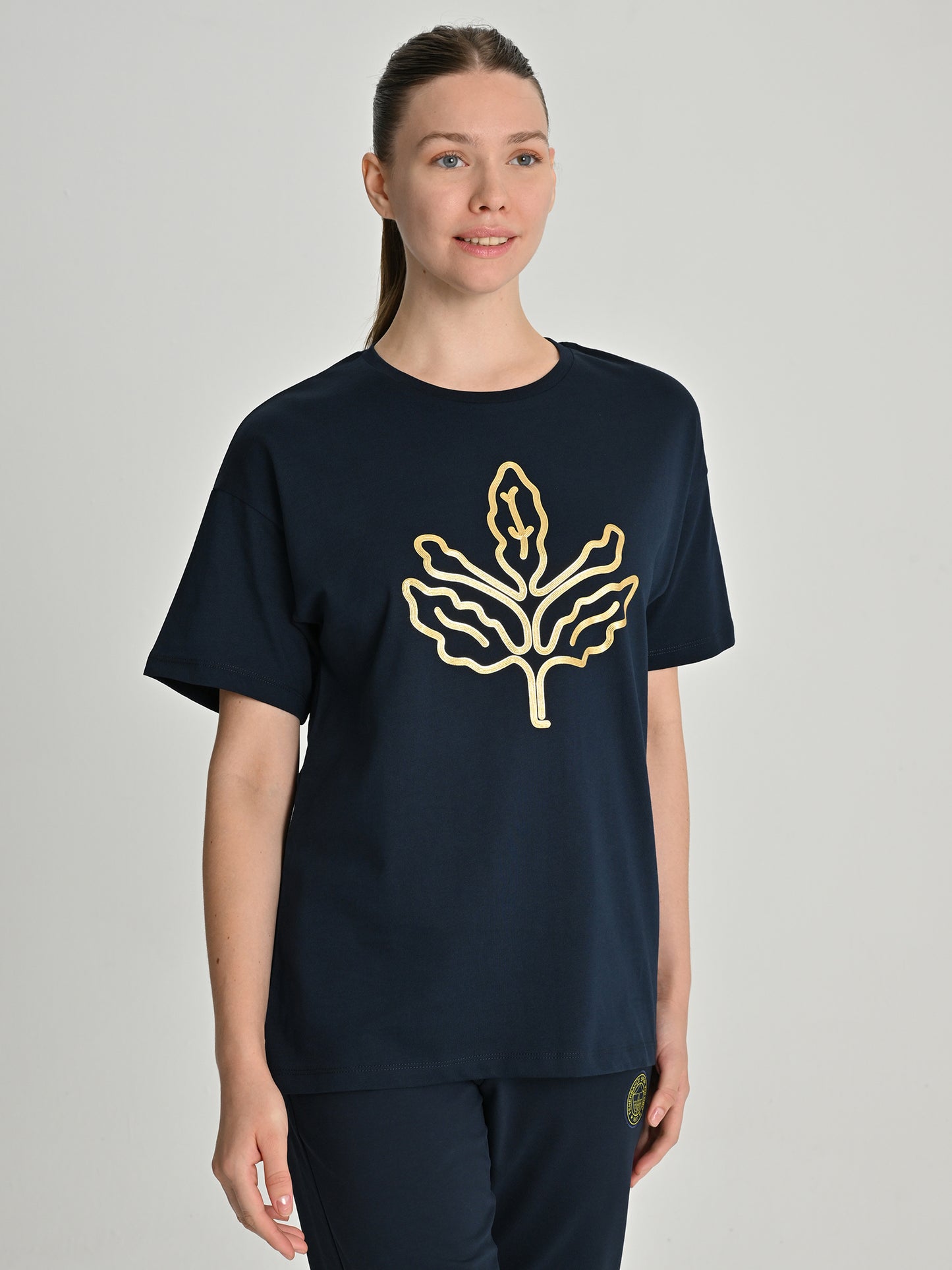 Fenerbahçe Lacivert Trend Gold Palamut Kadın Tshirt