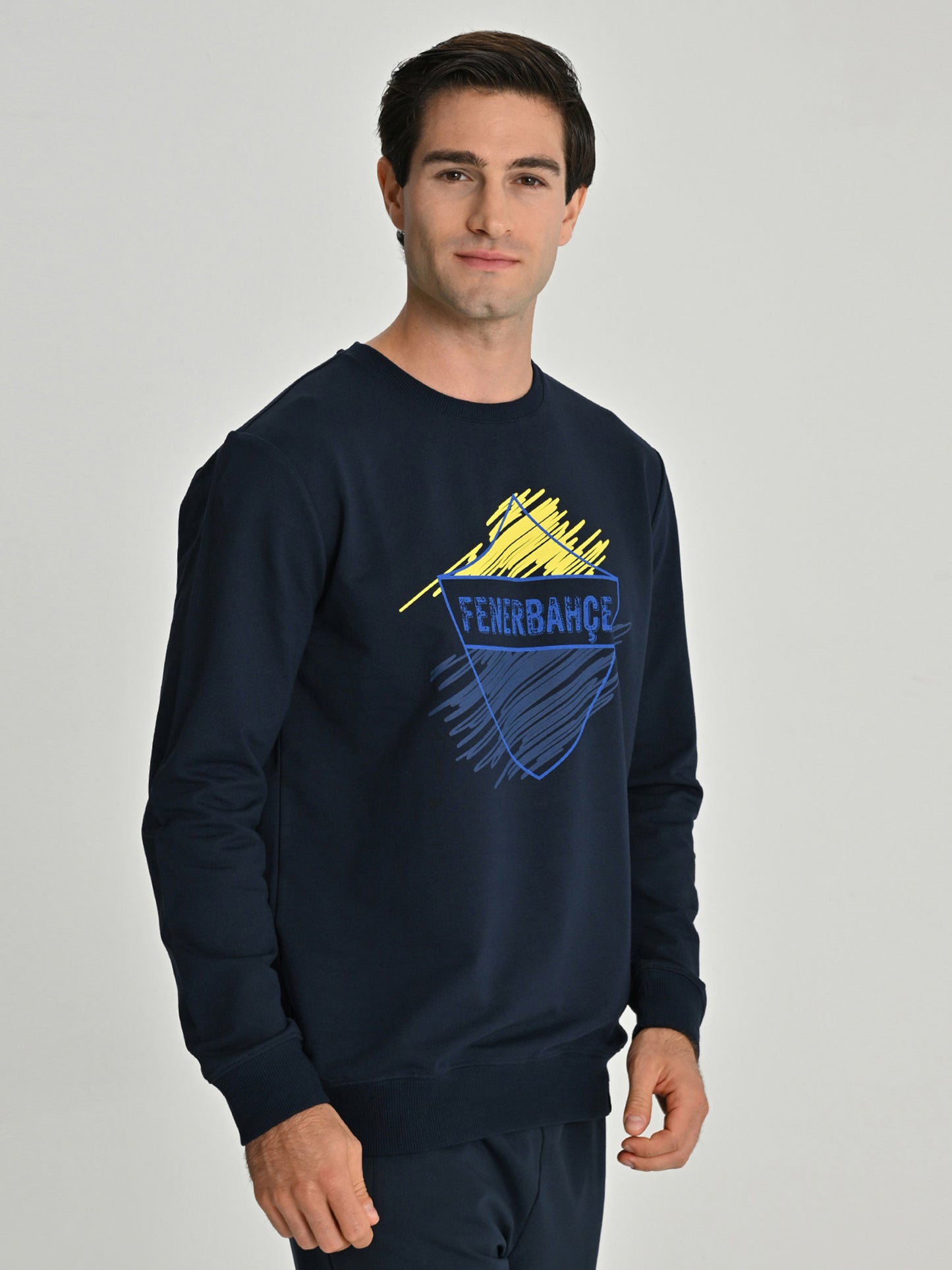 Fenerbahçe Lacivert Tribün Brush Detaylı Erkek Sweatshirt