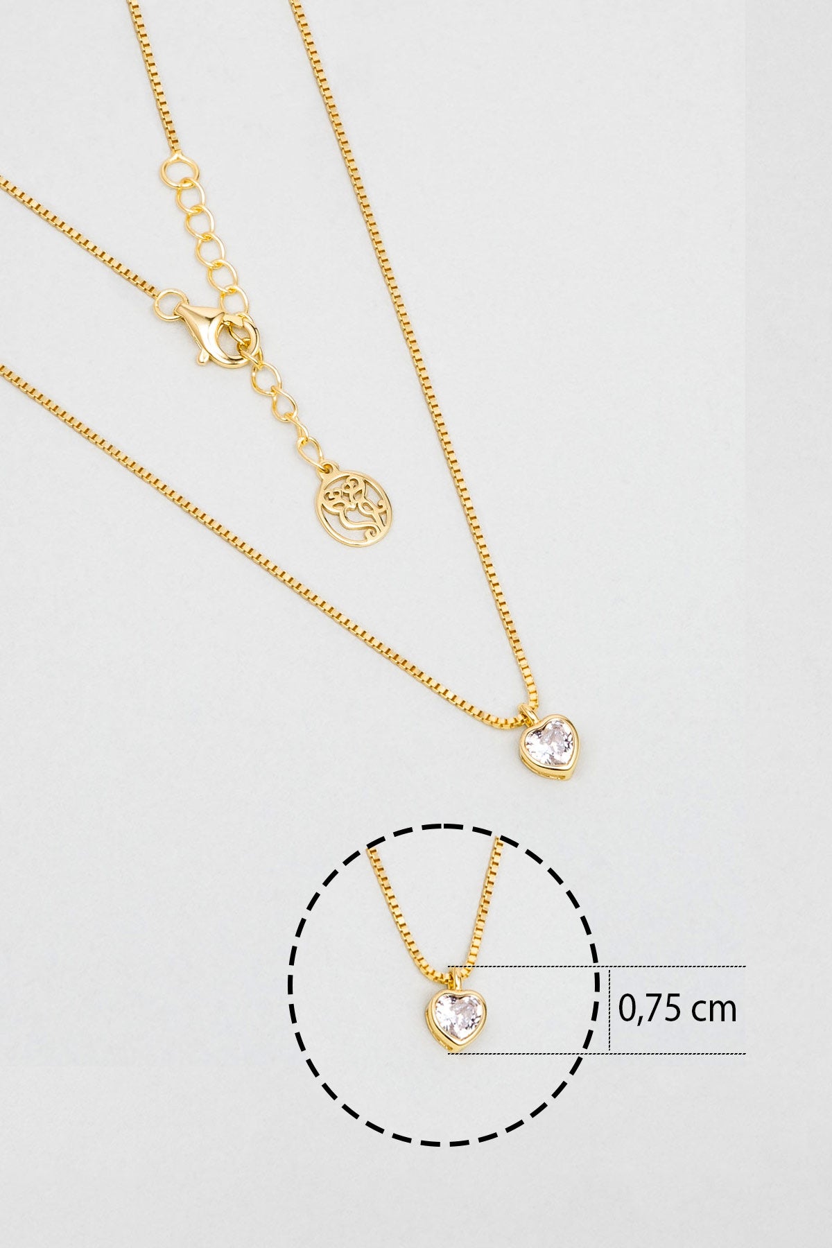 Romantik Aşk 18 Ayar Sarı Altın Kaplama 43 Cm Gümüş Kalp Kolye 5151810144