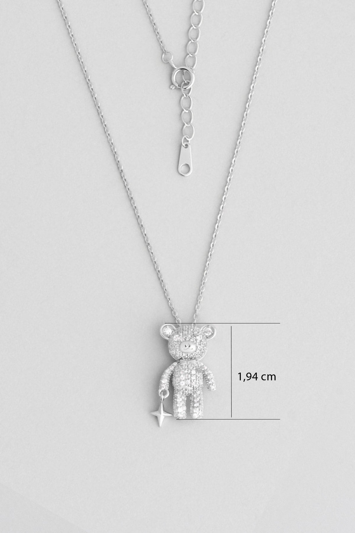 Pofuduk Ayıcık 18 Ayar Beyaz Altın Kaplama 45 Cm Gümüş Kolye 5152010199
