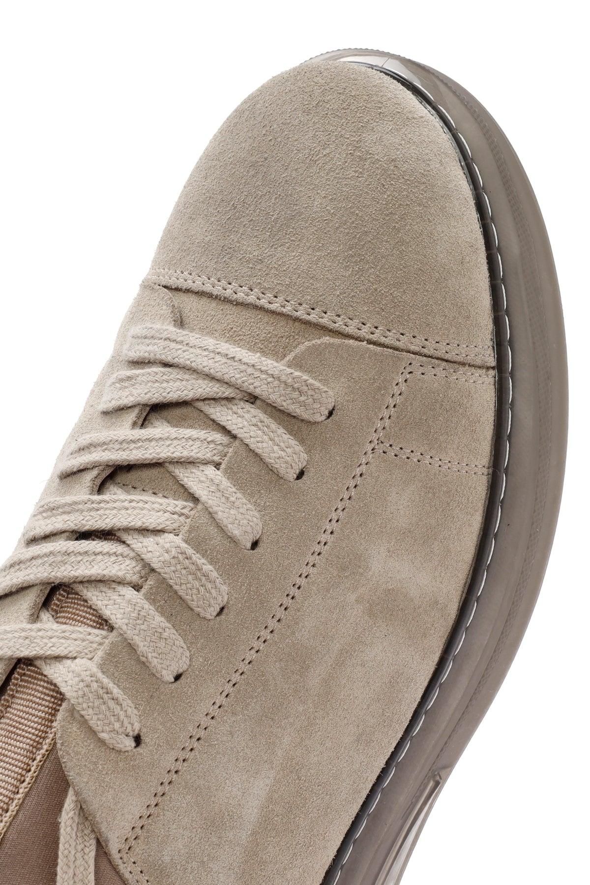 Erkek Bej Bağcıklı Süet Deri Sneaker