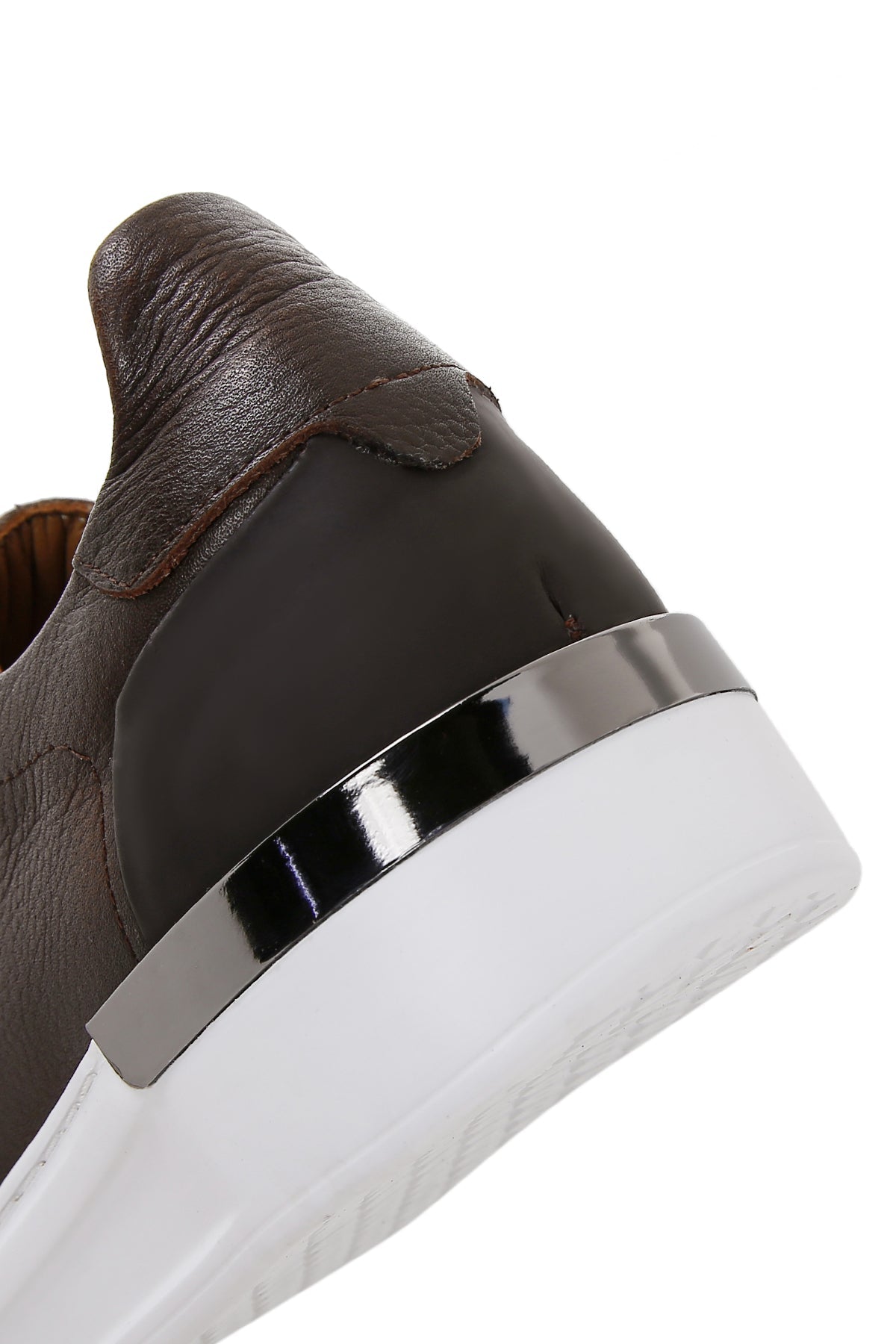 Erkek Kahverengi Bağcıklı Kalın Tabanlı Deri Sneaker