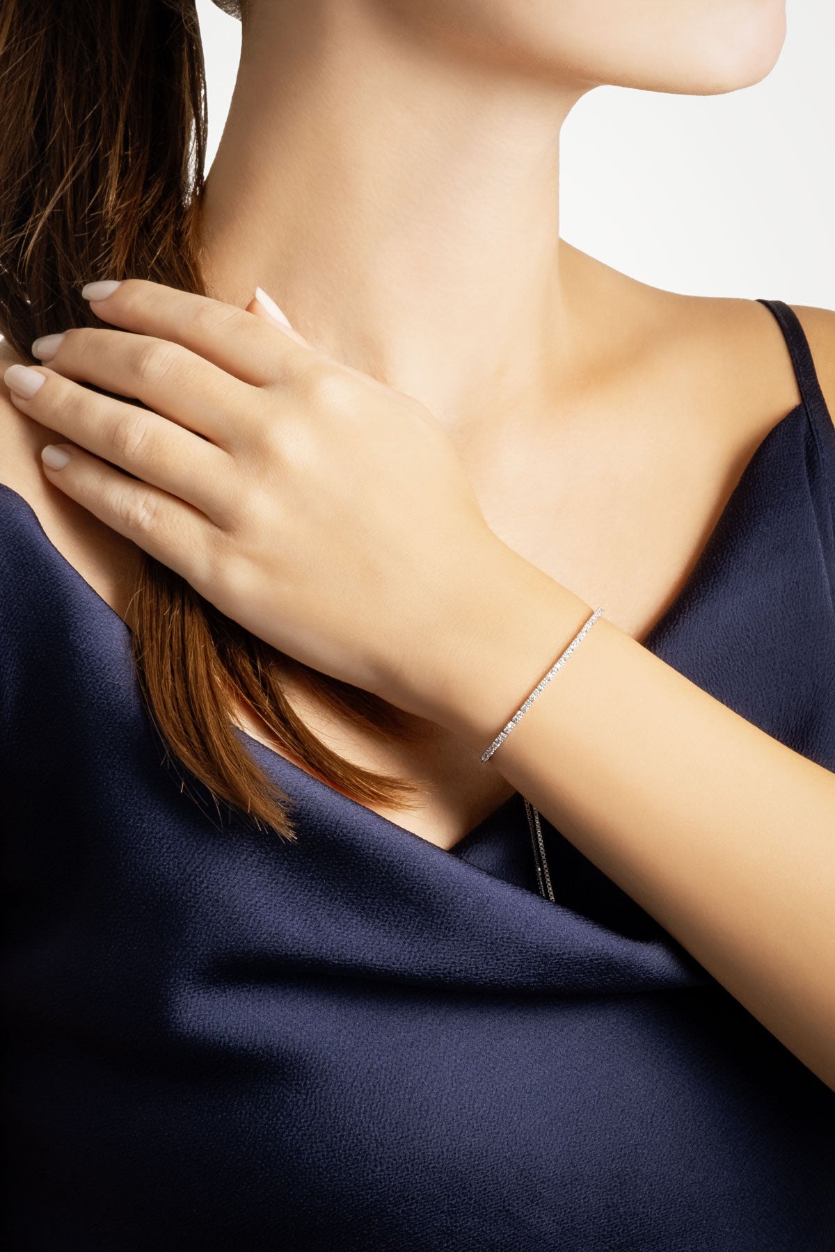 Zarafet 18 Ayar Beyaz Altın Kaplama Gümüş Su Yolu Bileklik 5171450199