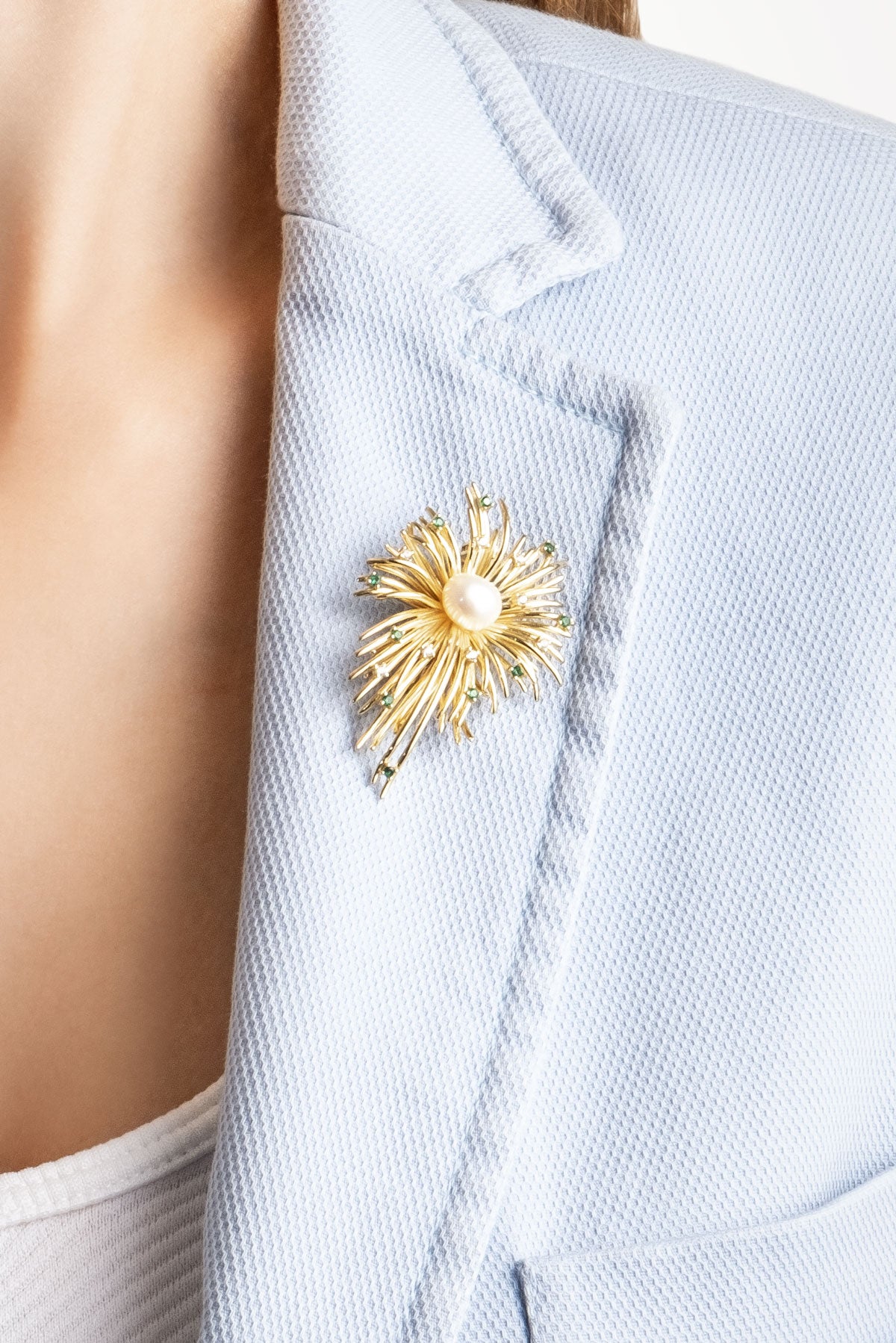 Inci Işıltısı 18 Ayar Sarı Altın Kaplama Gümüş Broş 5171526244