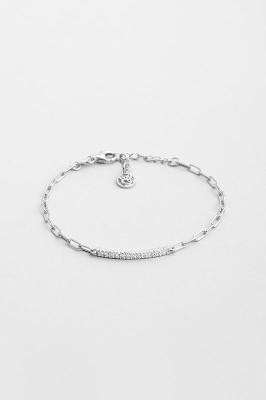 Noemi 18 Ayar Beyaz Altın Kaplama 19 Cm Gümüş Minimal Bileklik 5171890199