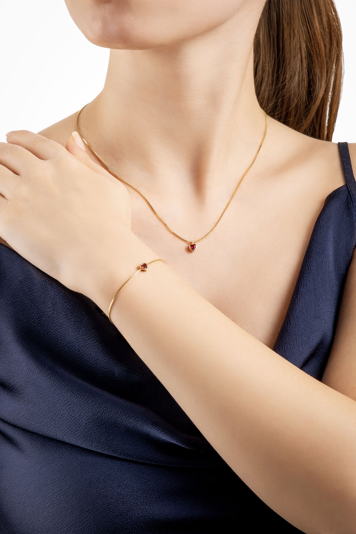 Romantik Aşk 18 Ayar Sarı Altın Kaplama 19 Cm Gümüş Kalp Bileklik 5172580844