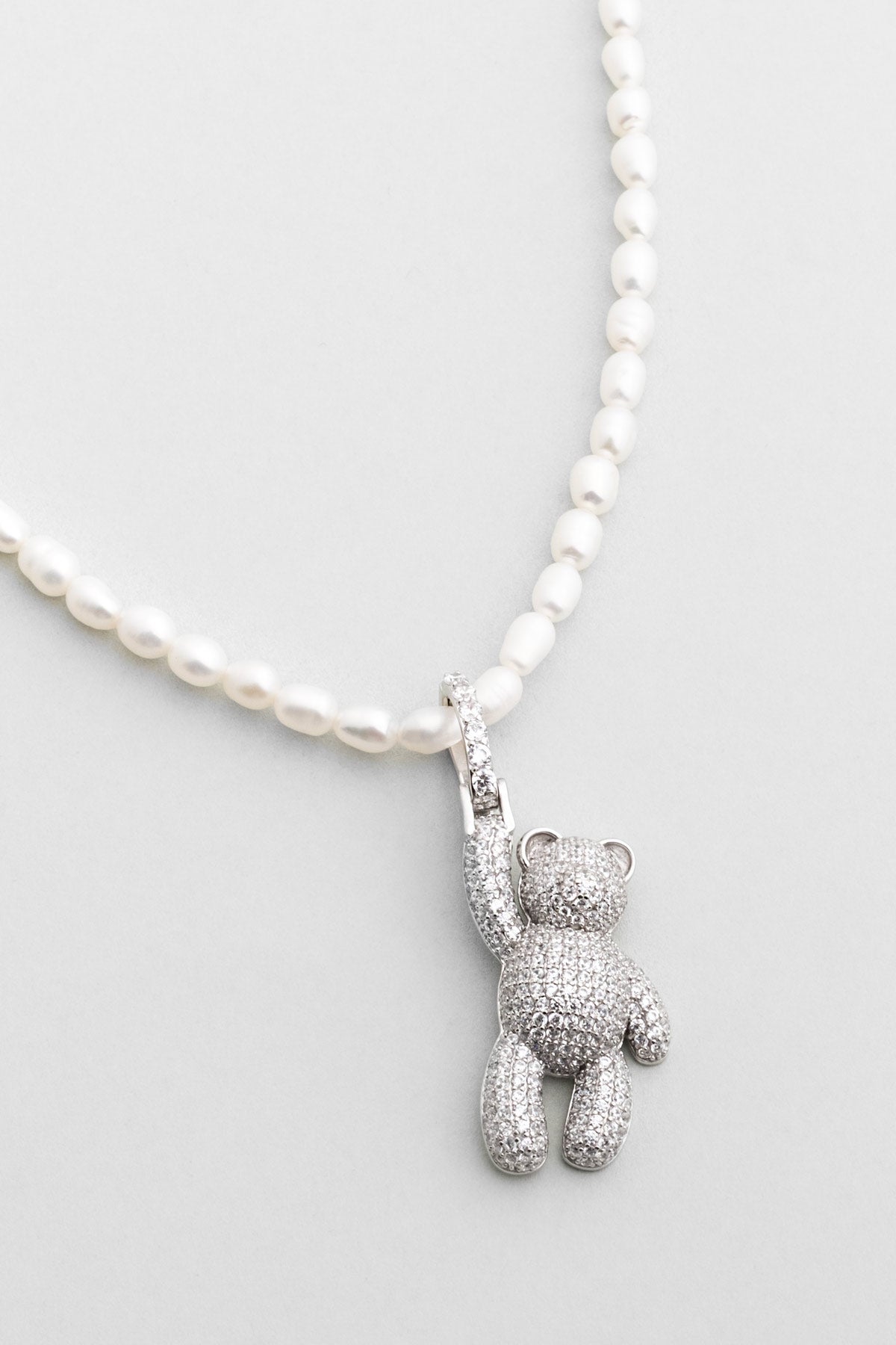 Tiny Bear 18 Ayar Beyaz Altın Kaplama Gümüş Charm 5177110199