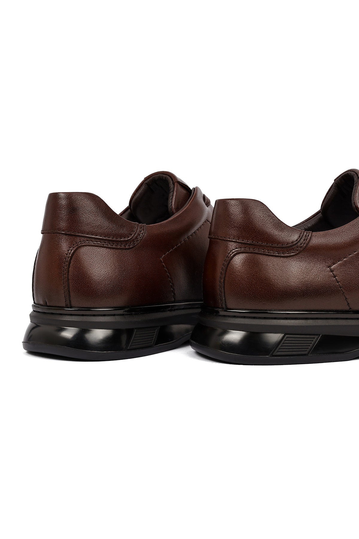 Erkek Kahverengi Bağcıklı Deri Casual Sneaker