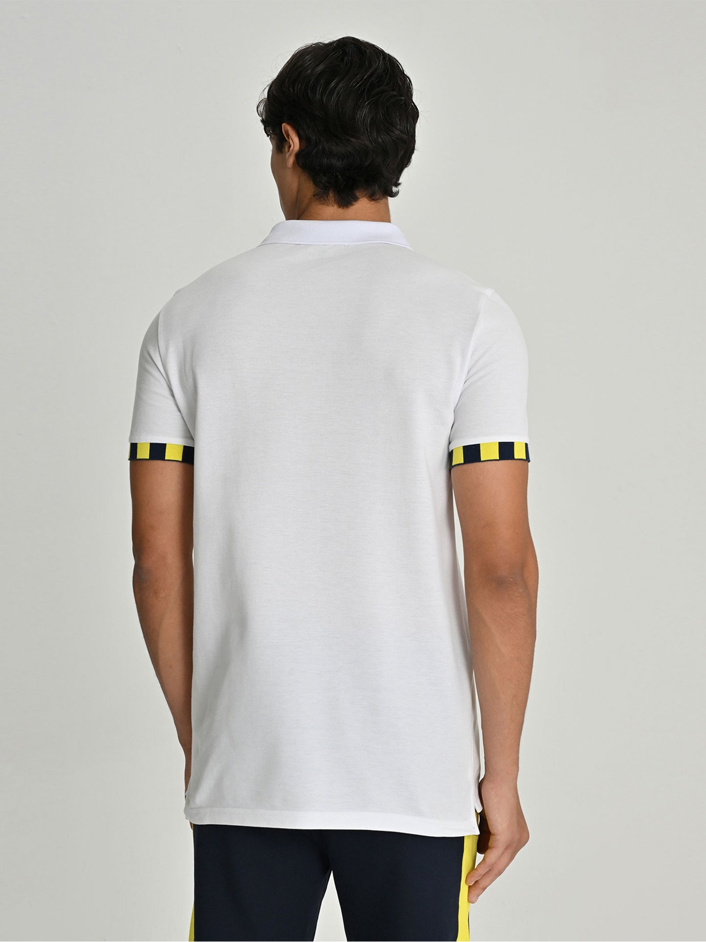 Fenerbahçe Beyaz Tribün Çubuk Detaylı Erkek Polo Tshirt