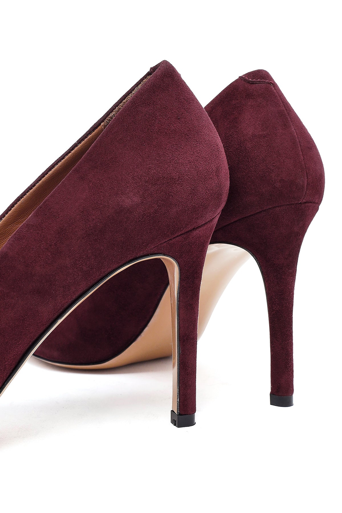 Kadın Bordo Ince Topuklu Süet Deri Stiletto