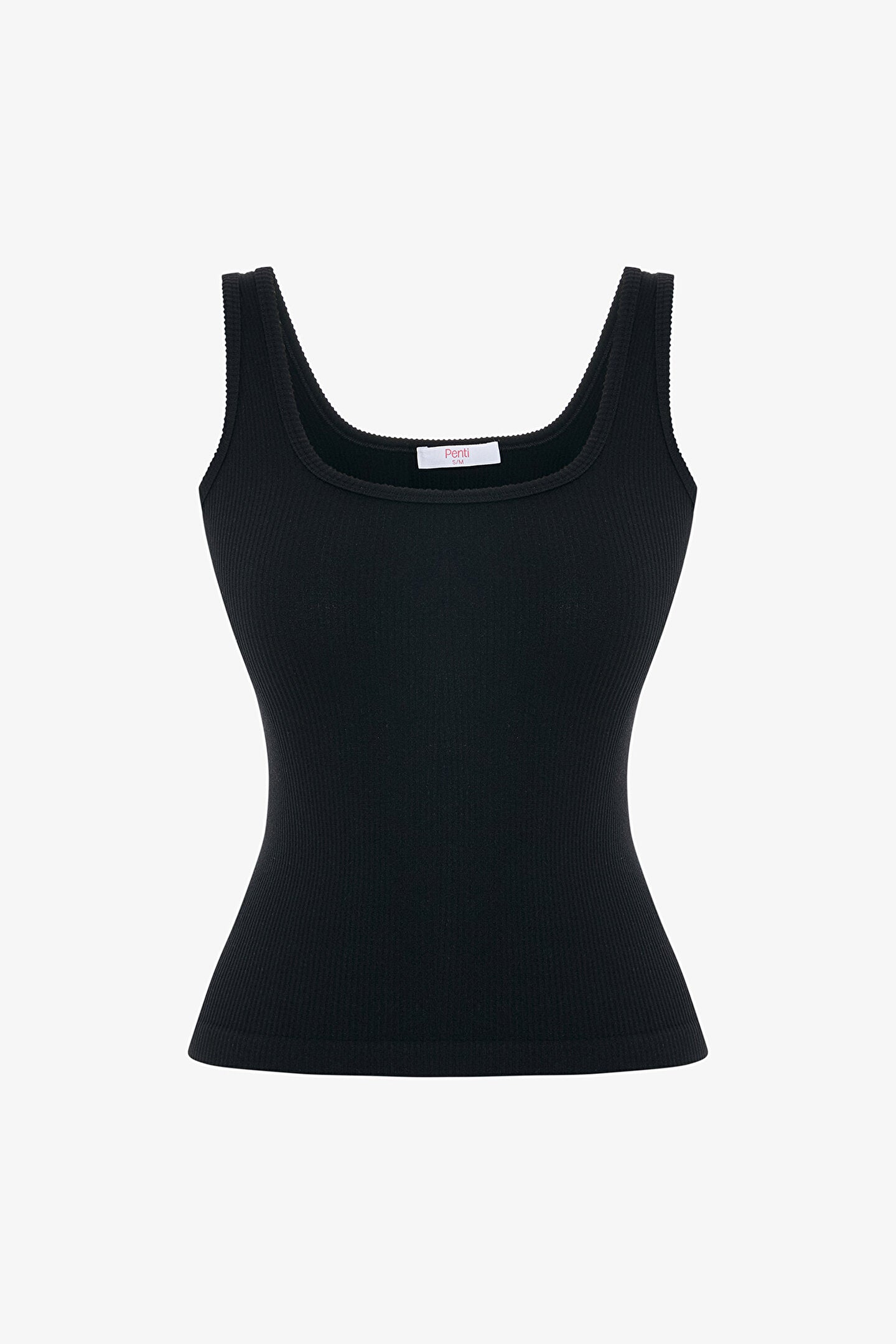 Siyah Dikişsiz Kare Yaka Slim Fit Atlet