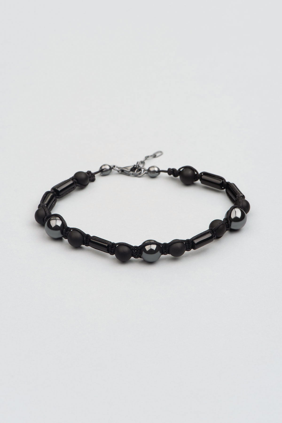 Onix Ve Hematit Taşlı Erkek 20 Cm Gümüş Bileklik 1067551342