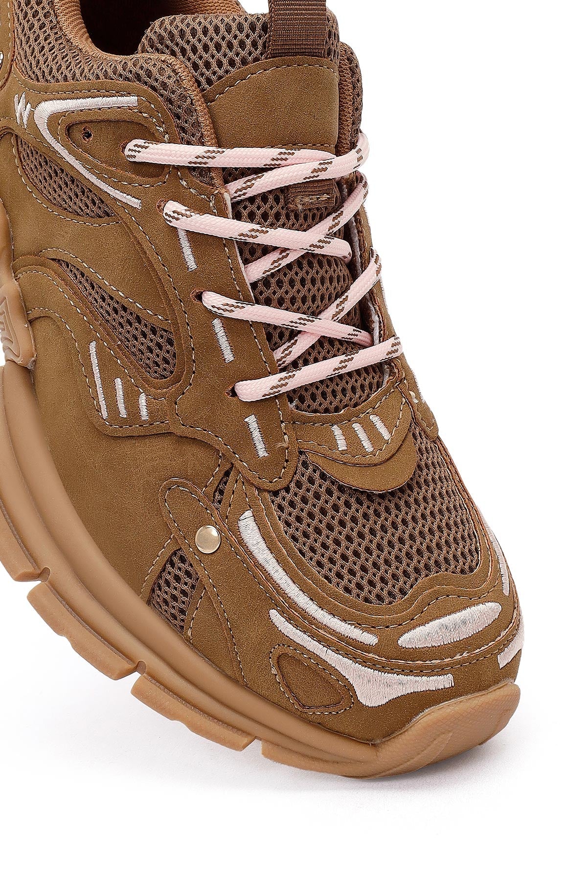 Kadın Camel Bağcıklı Kalın Tabanlı Sneaker