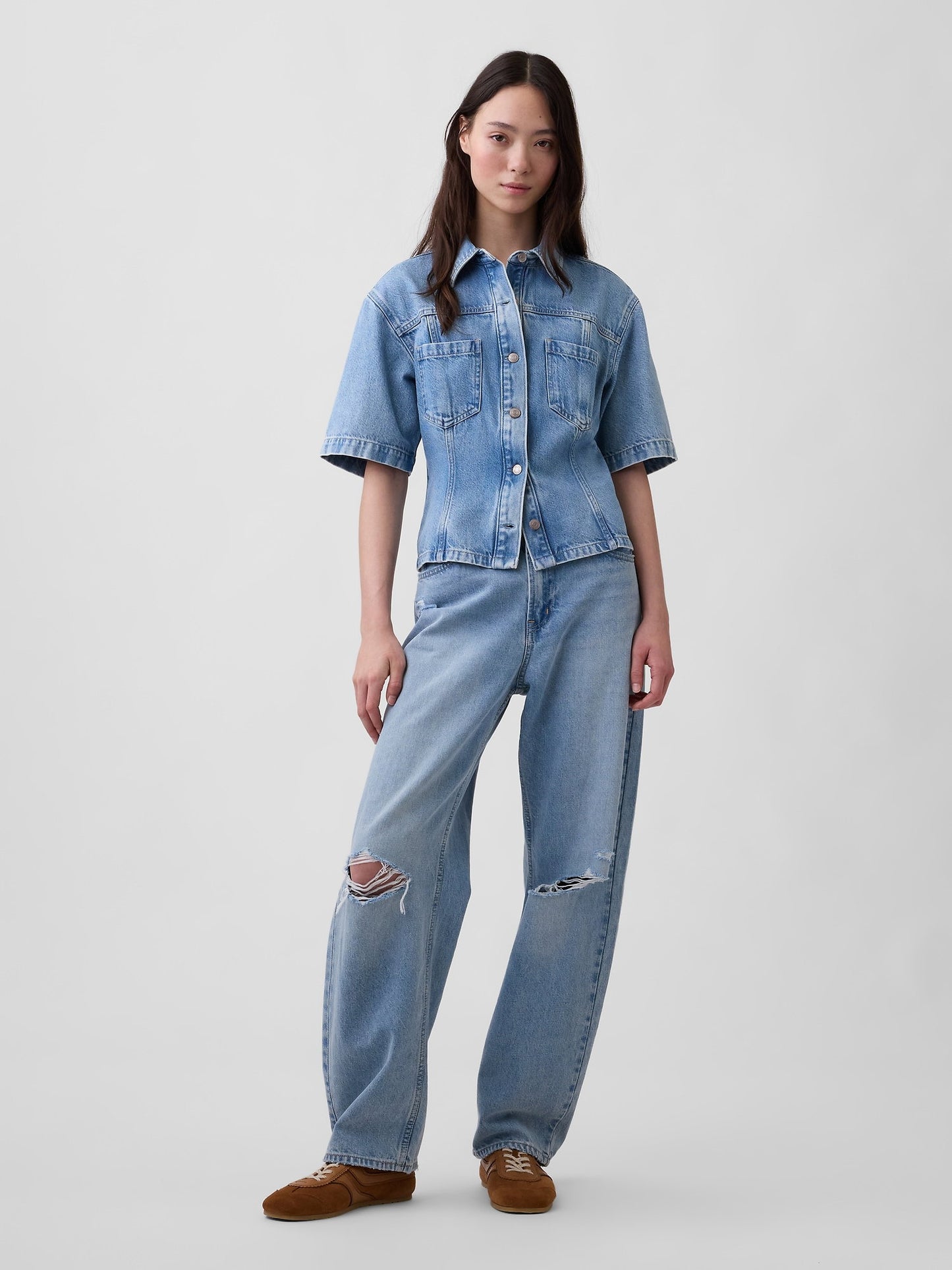 Açık Mavi Ultrasoft Denim Pocket Gömlek