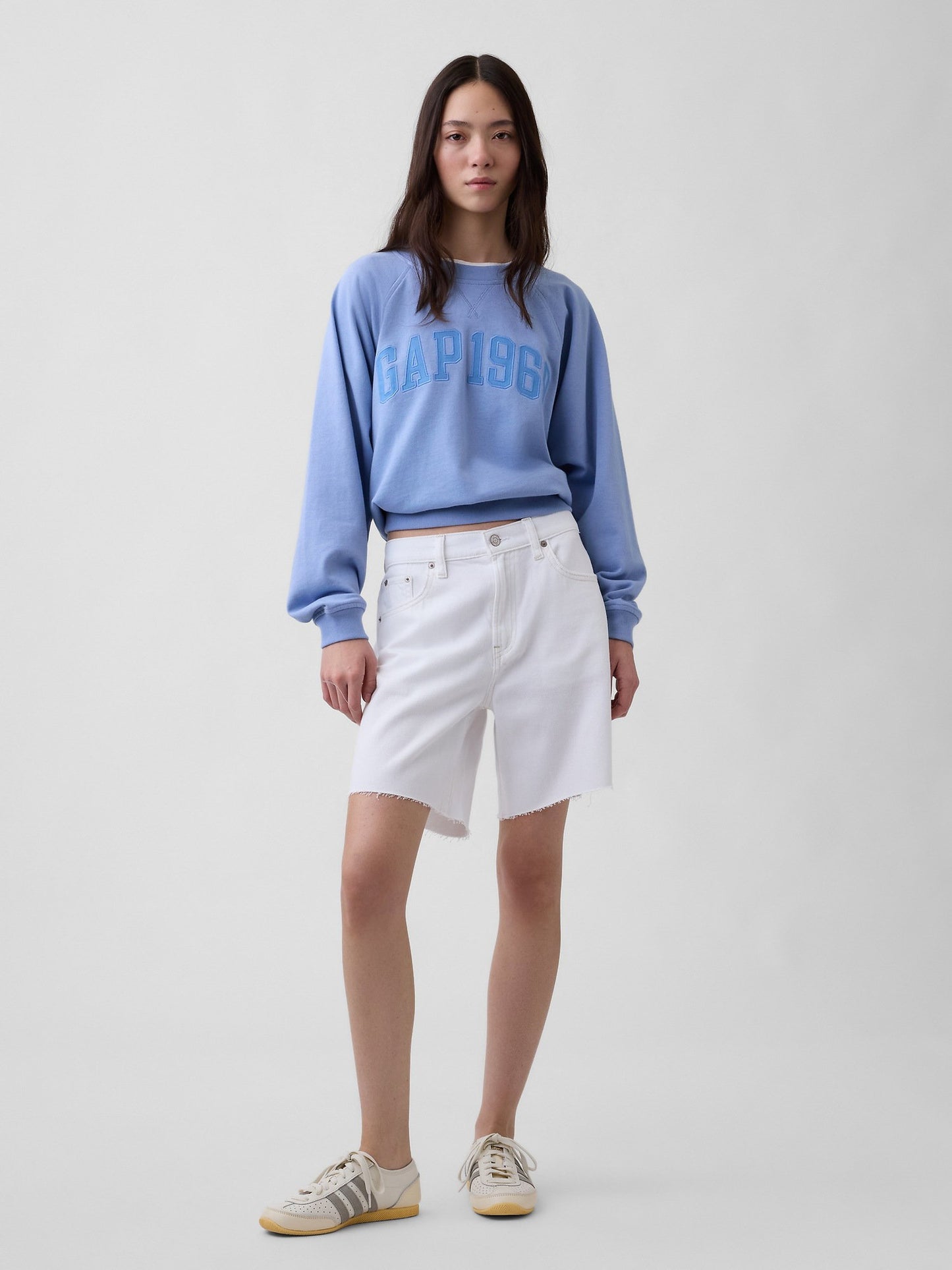 Açık Mavi Fransız Havlu Kumaş Raglan Logo Sweatshirt
