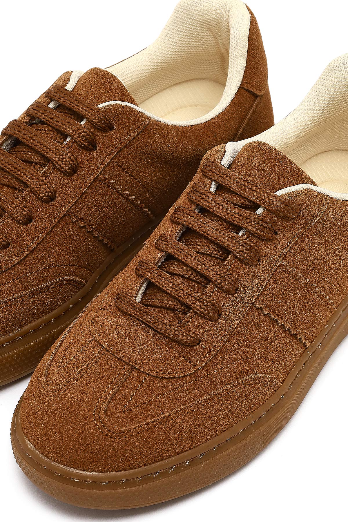 Kadın Taba Bağcıklı Kalın Tabanlı Süet Sneaker