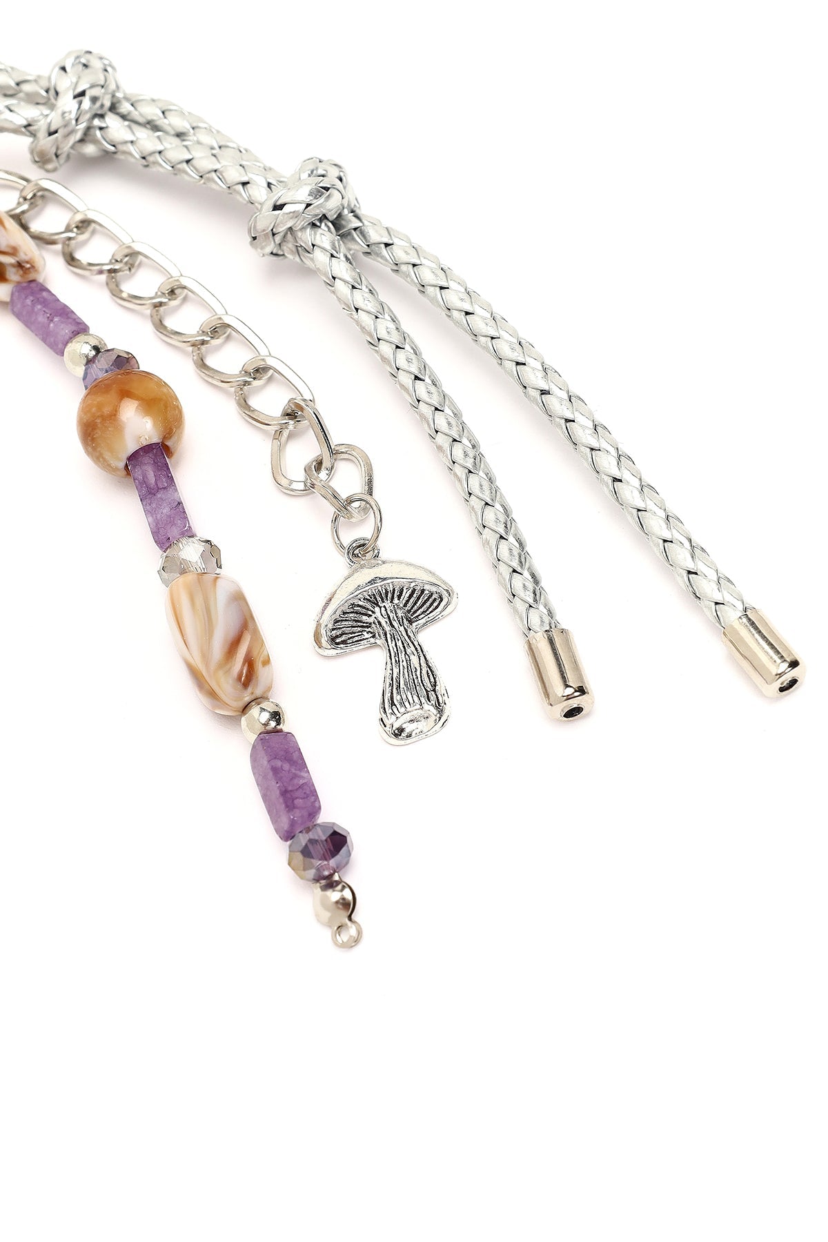 Kadın Mor Zincir Detaylı Boncuklu Metal Charm