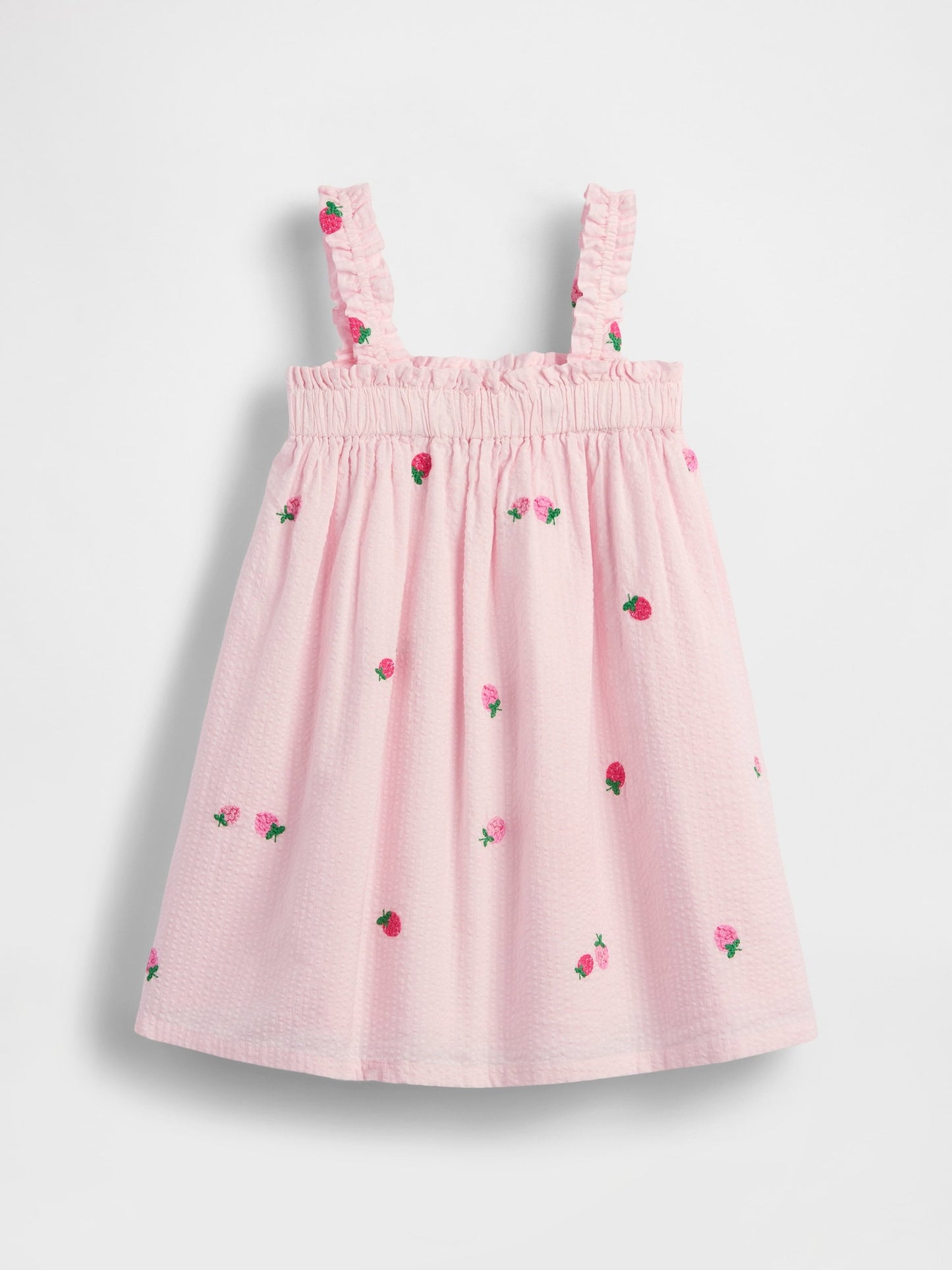 Açık Pembe Seersucker Işlemeli Elbise