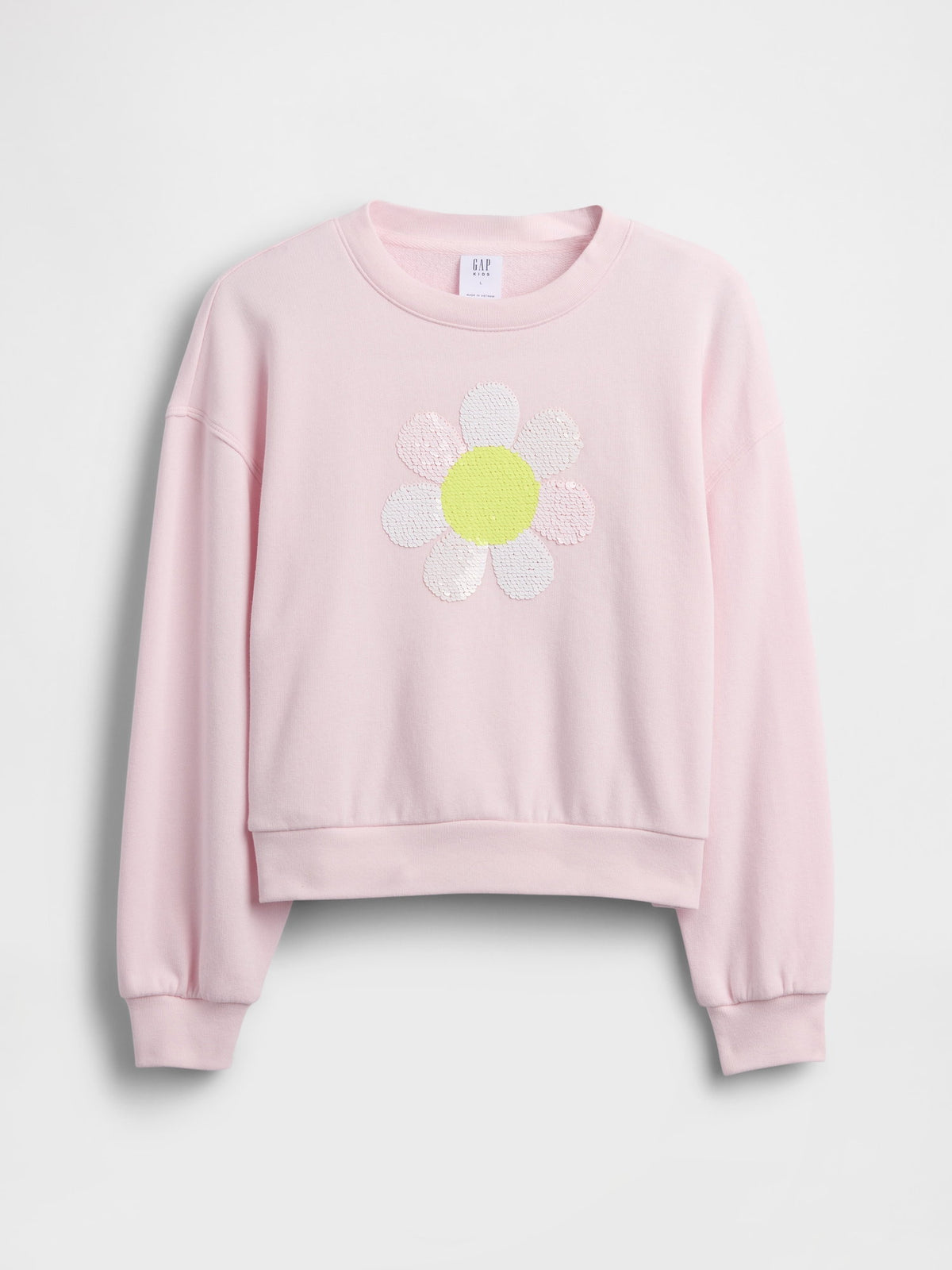 Açık Pembe Oversized Wedge Flippy-sequin Grafik Baskılı Sweatshirt